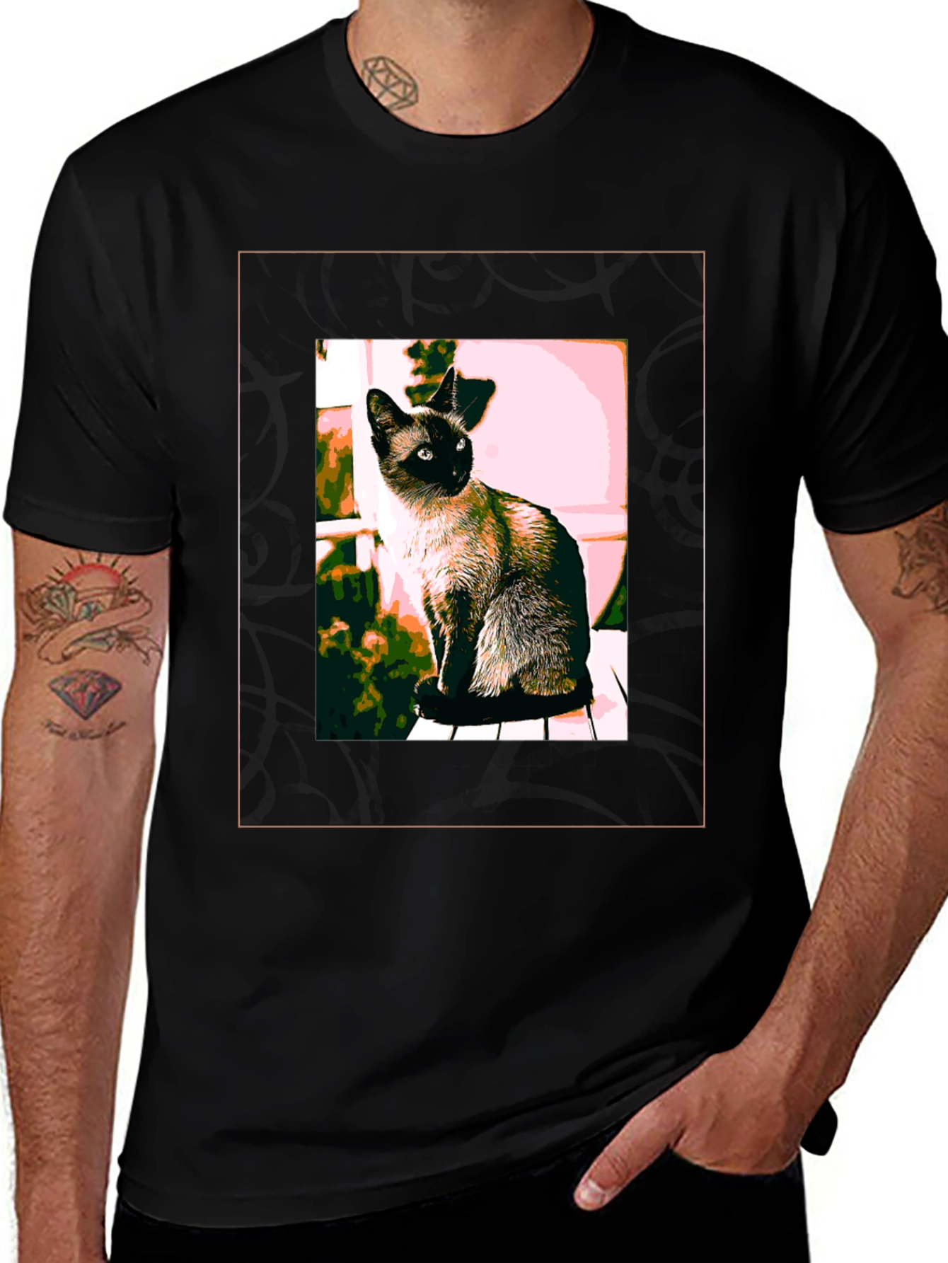 Black Siamese Cat Graphic T-Shirt main image