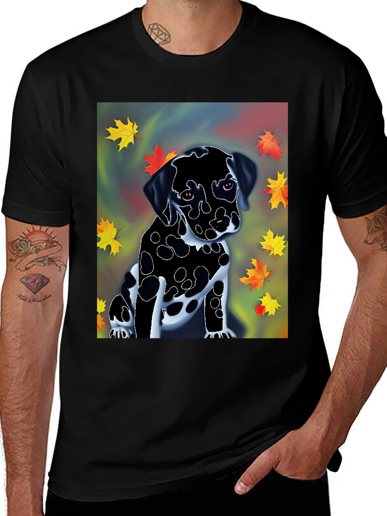 Variant 19 of Dalmatian Puppy Fall Leaves Graphic T-Shirt