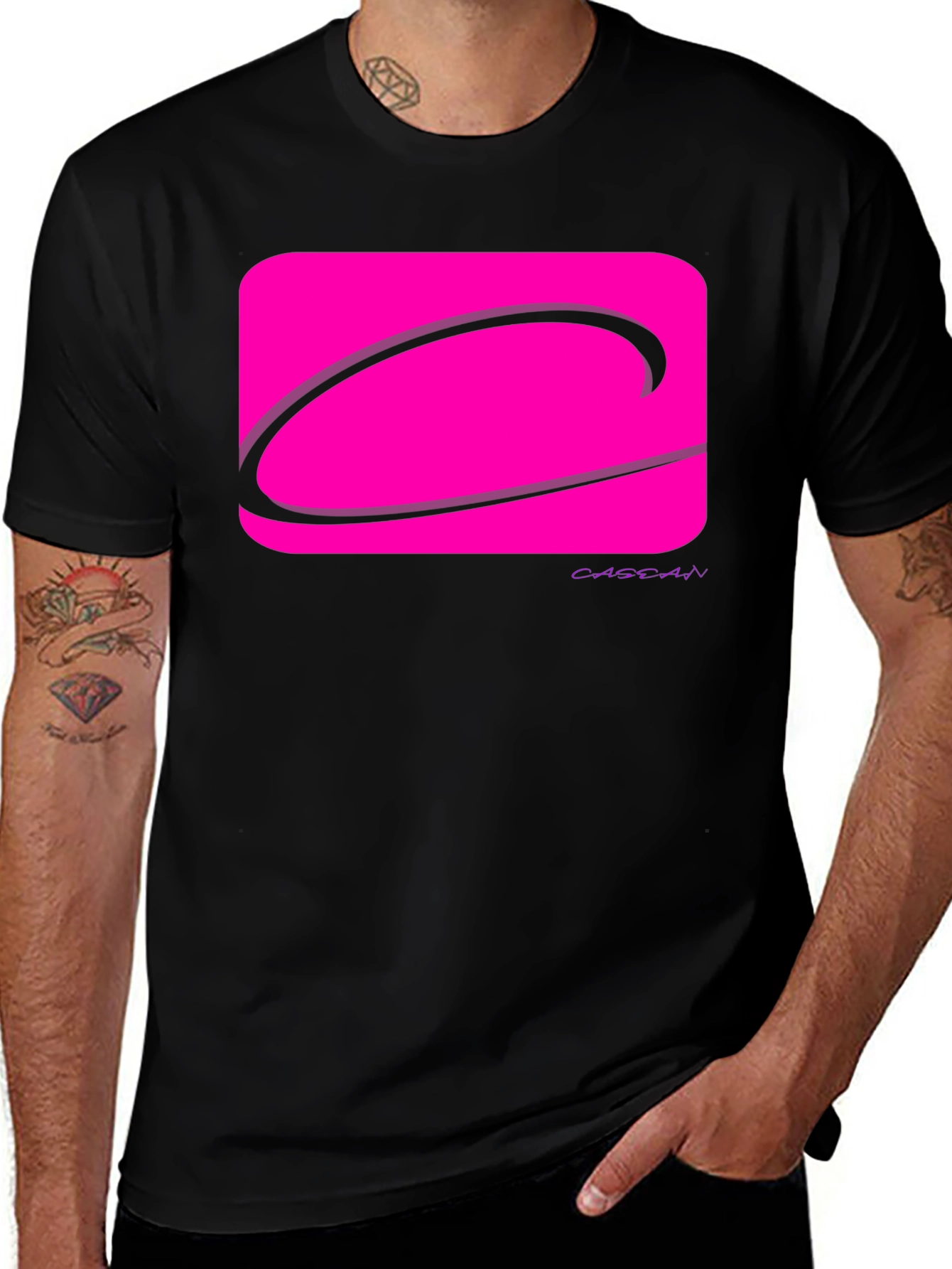 Black Modern Graphic Tee - Pink Logo Black T-Shirt main image