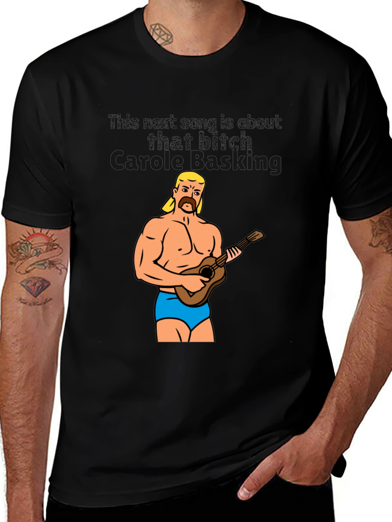 Variant 14 of Funny Graphic Tee: Muscular Man & Ukulele