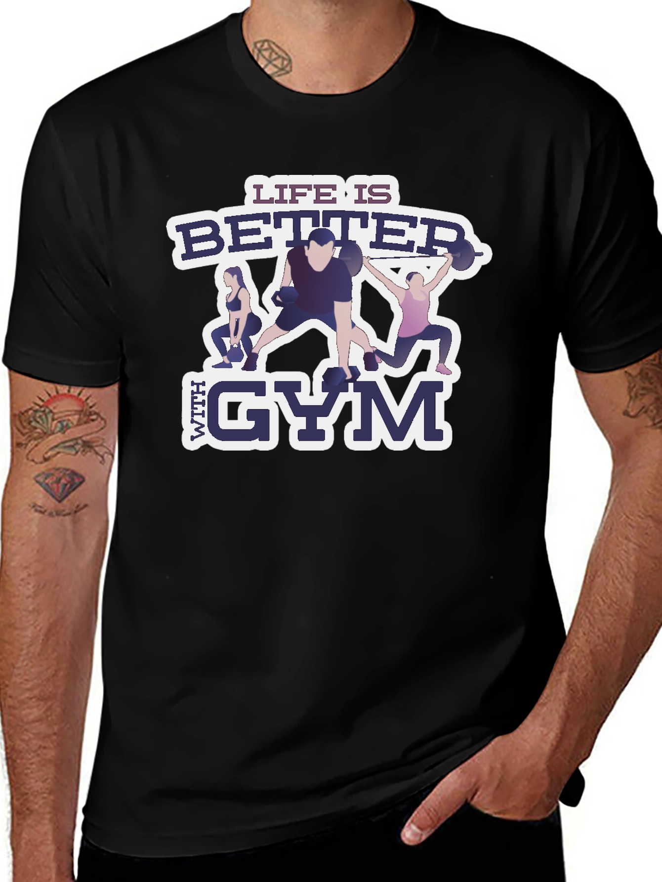 Variant 24 of Life is Better With Gym Black T-Shirt
