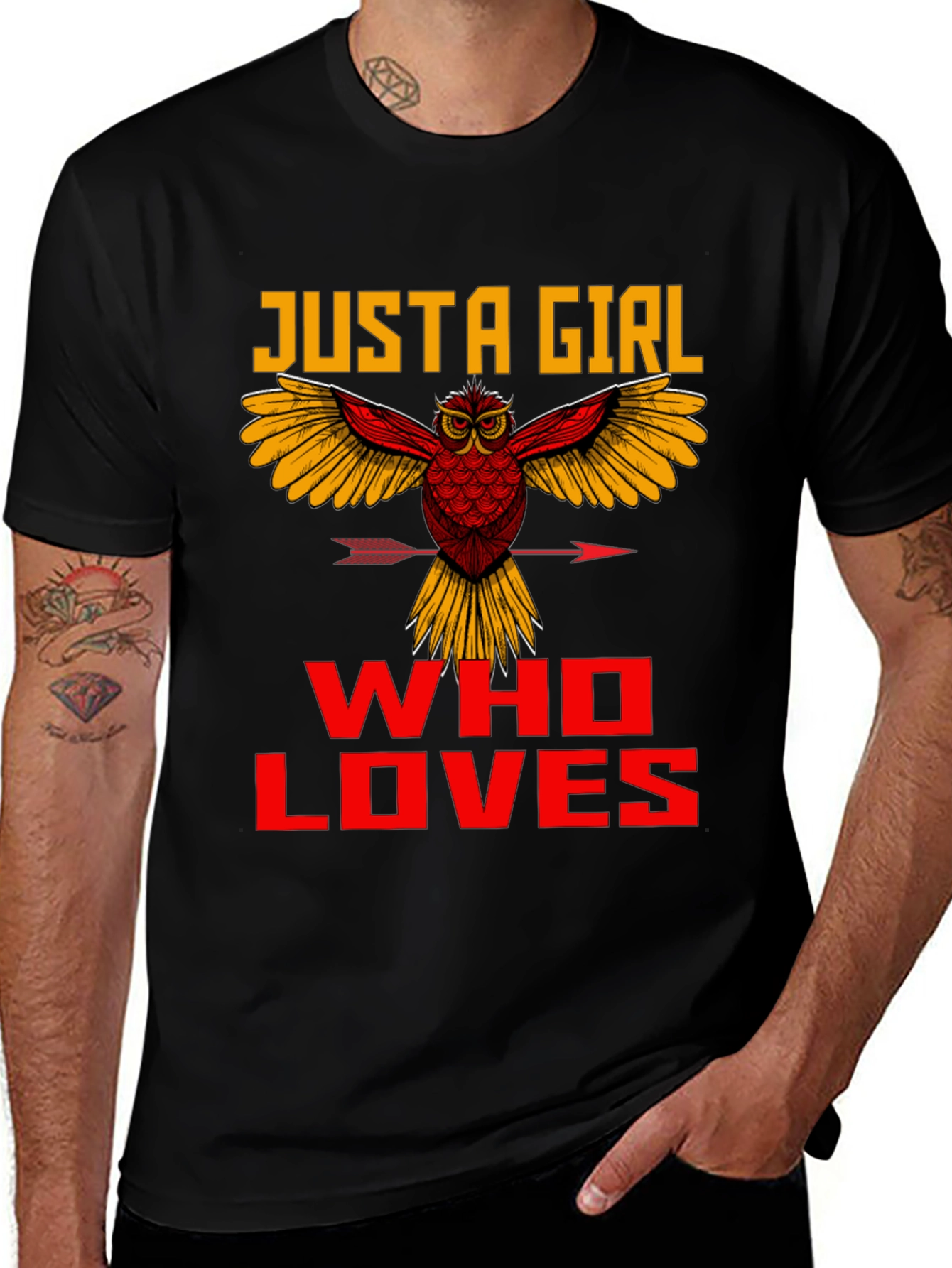 Black Just A Girl Who Loves Owls Graphic Tee main image