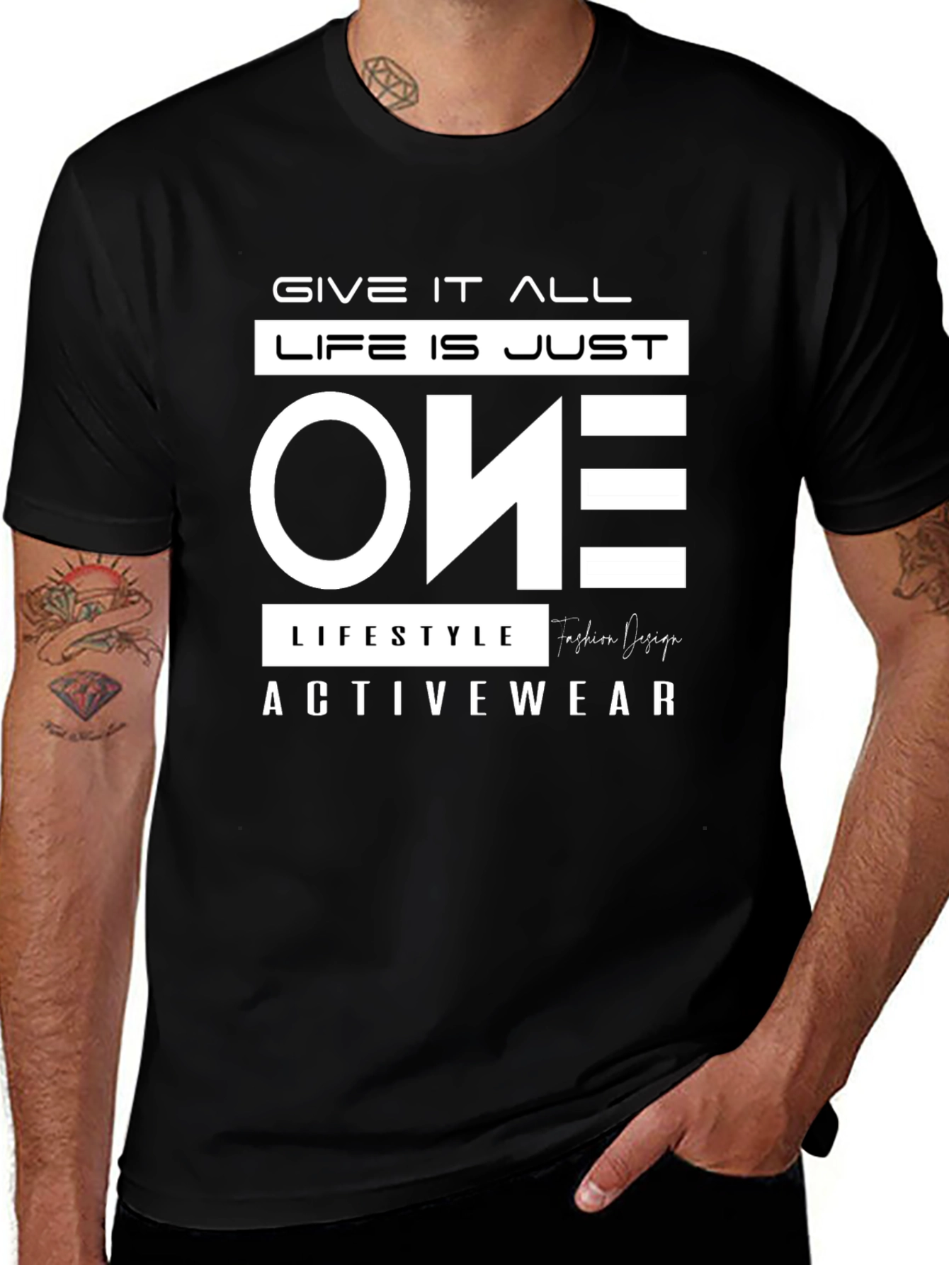 Variant 21 of ONE Lifestyle Activewear Black Graphic T-Shirt