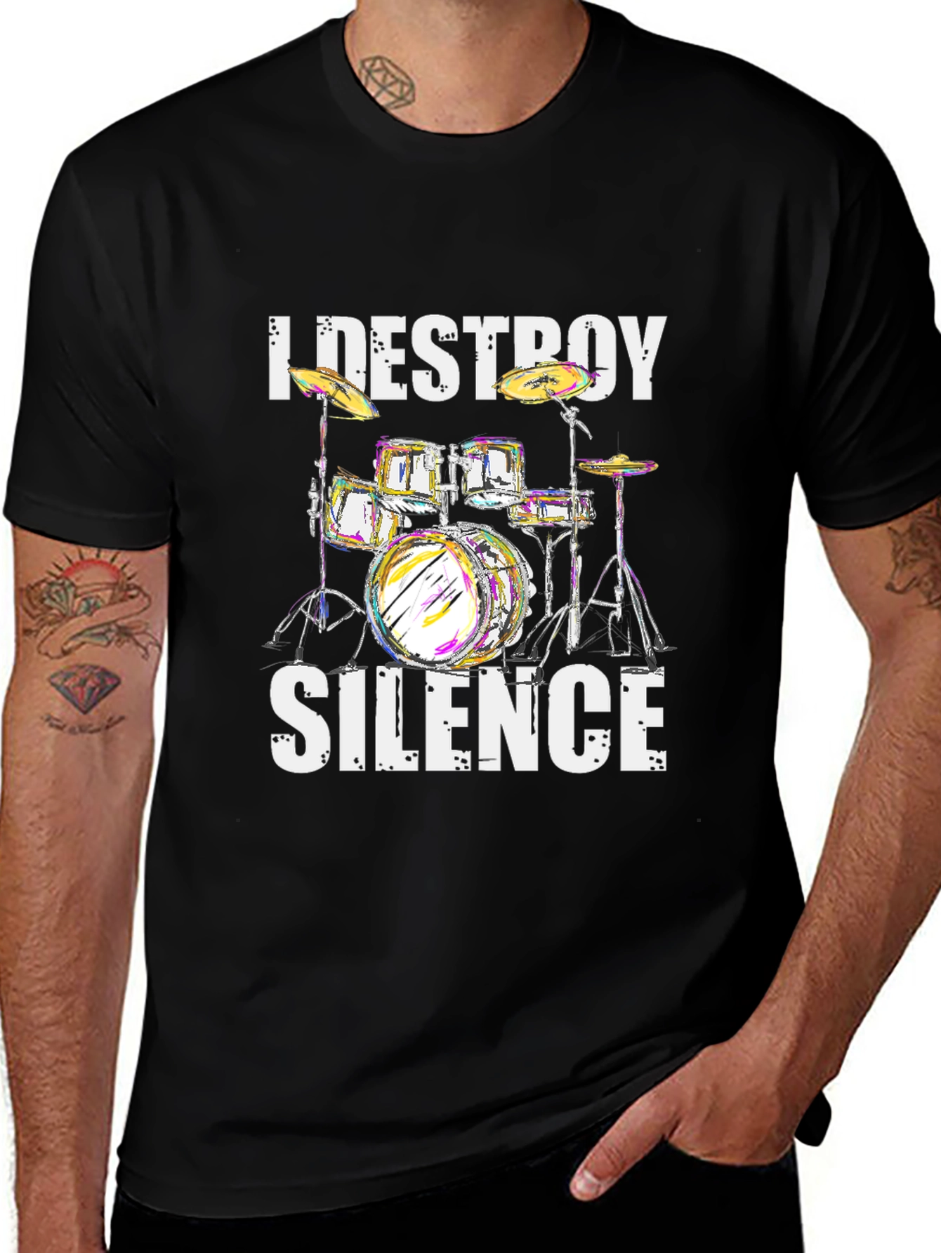 Variant 10 of I Destroy Silence Drum Kit Graphic Tee