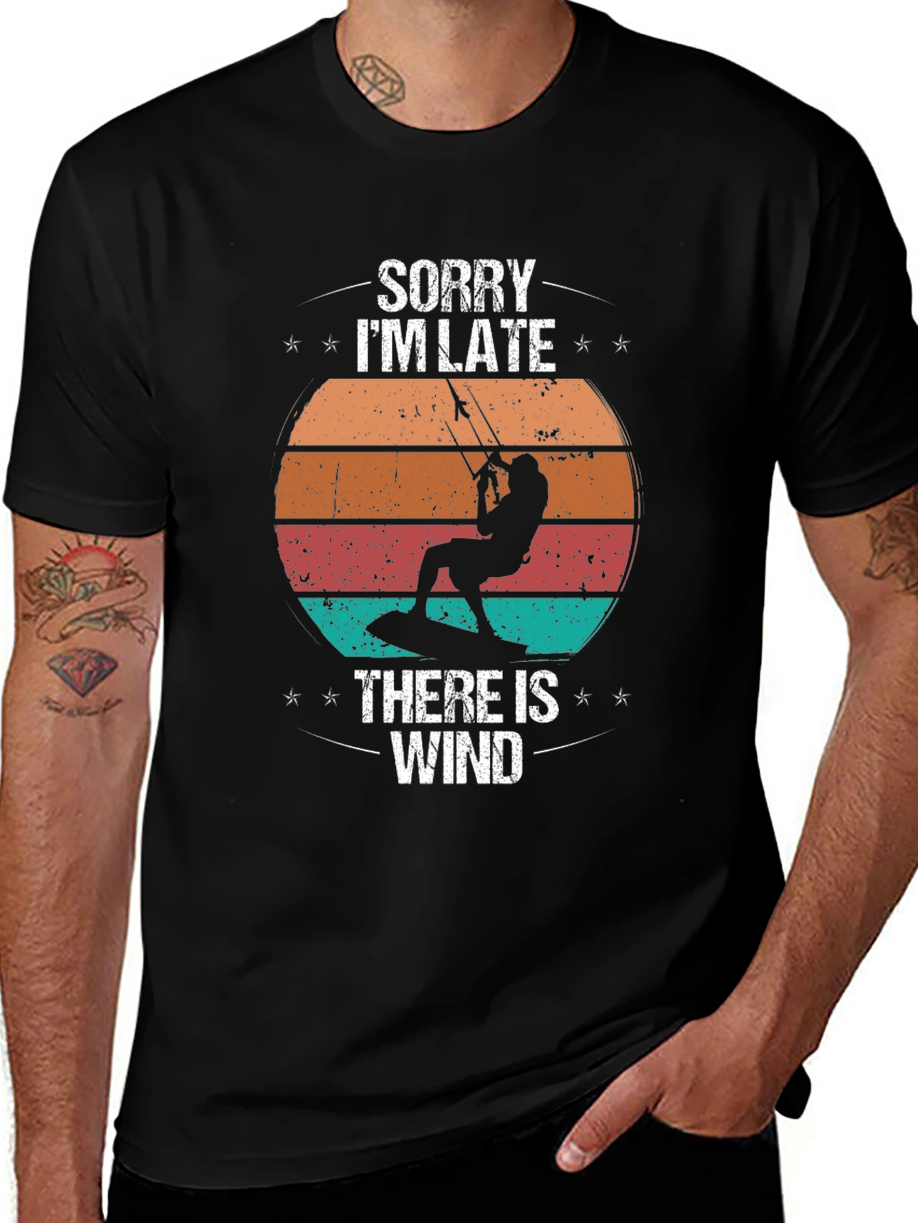 Variant 19 of Sorry I'm Late There Is Wind Kitesurfing T-Shirt