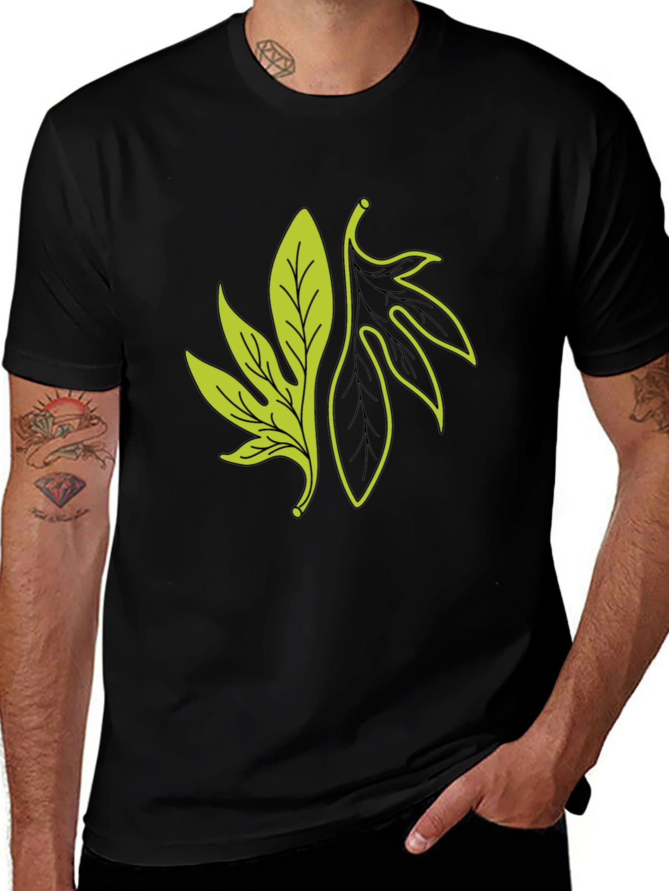 Variant 22 of Leaf Graphic Black T-Shirt