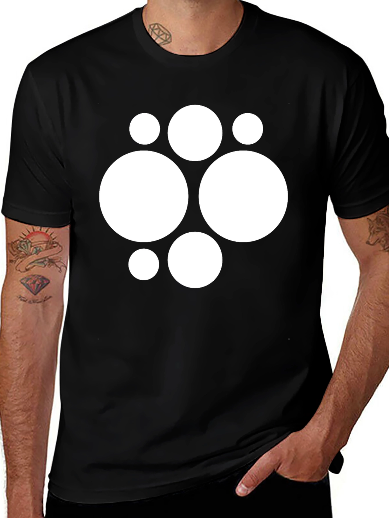 Modern Circle Pattern Black T-Shirt