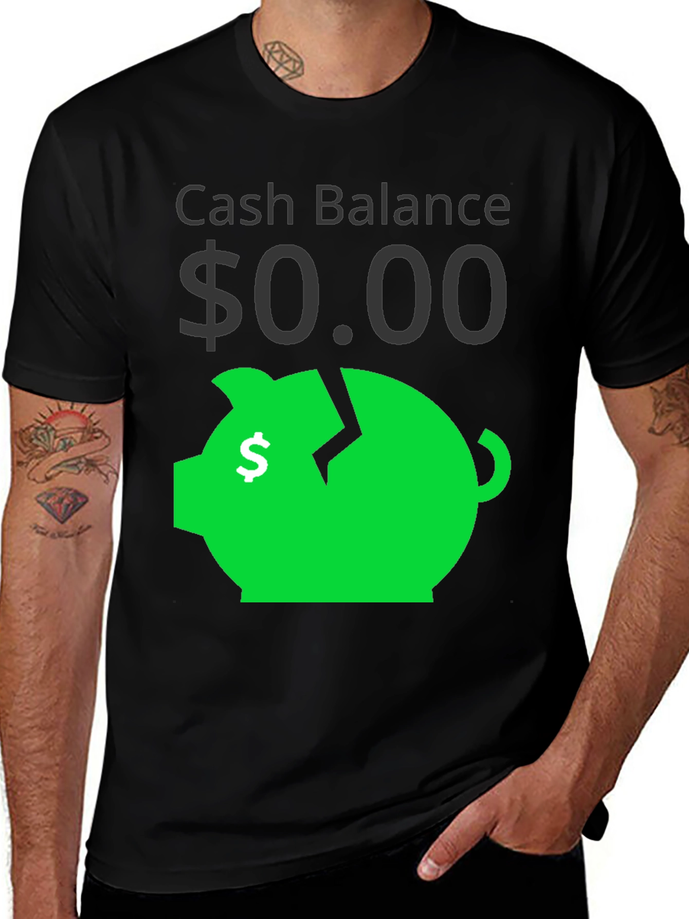 Cash Balance $0.00 Piggy Bank T-Shirt