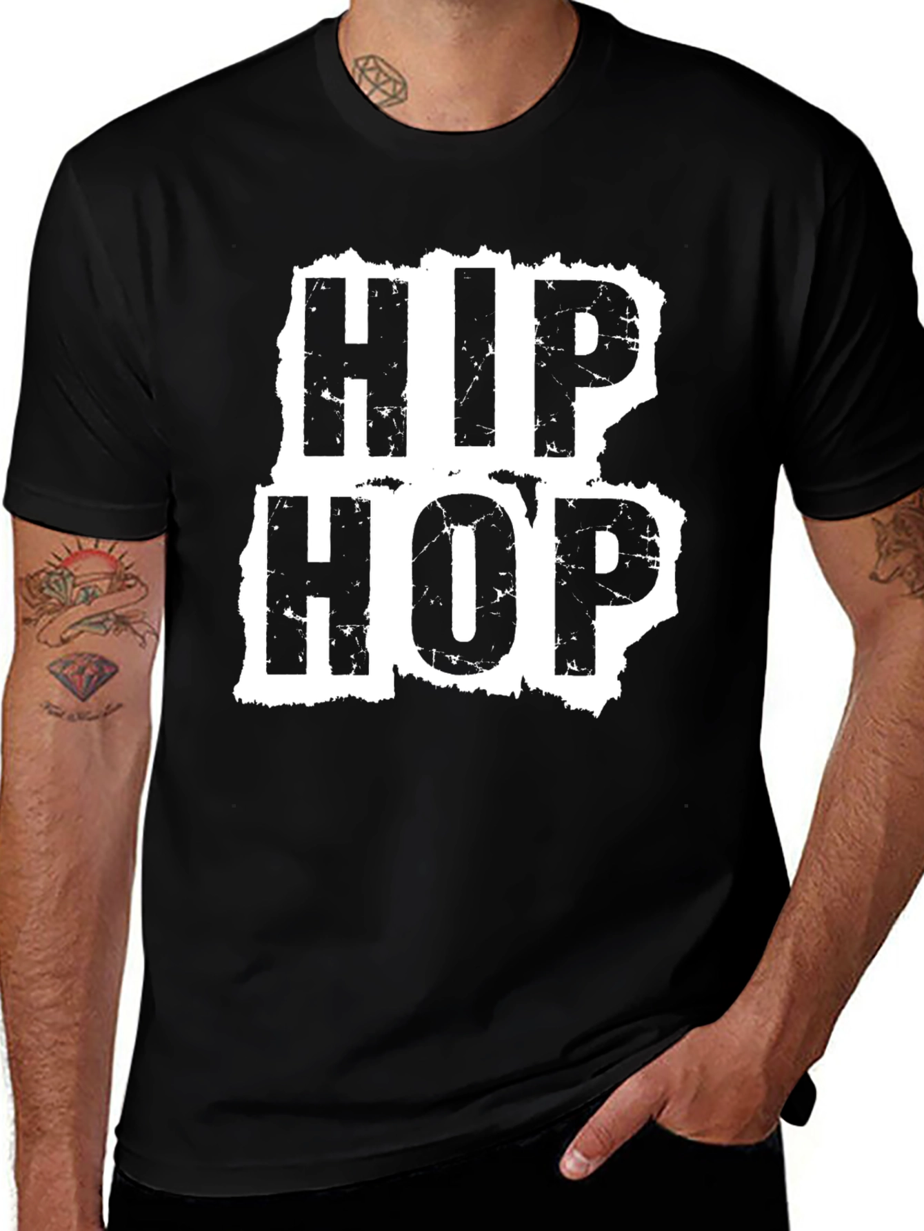 Variant 13 of Hip Hop Graphic Print Black T-Shirt
