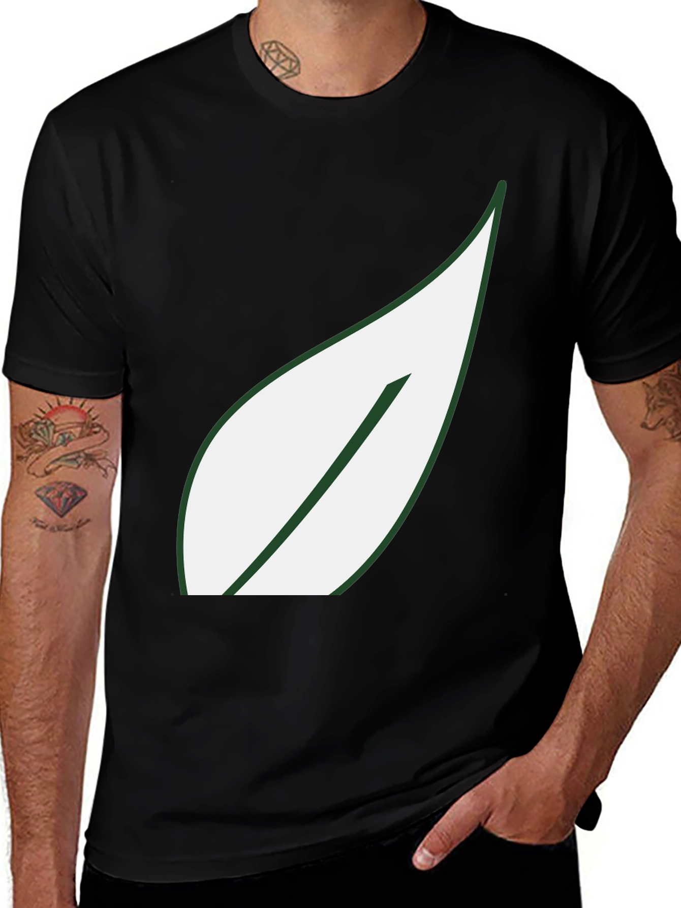 Variant 23 of Leaf Graphic T-Shirt - Casual Black Tee