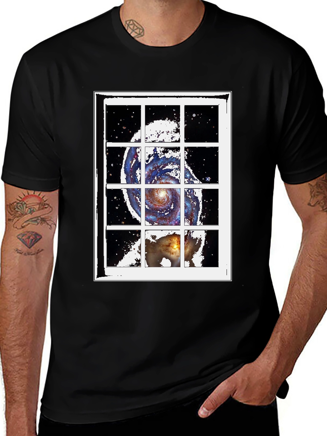 Variant 26 of Galaxy Window Graphic Tee - Stylish Cotton Blend T-Shirt