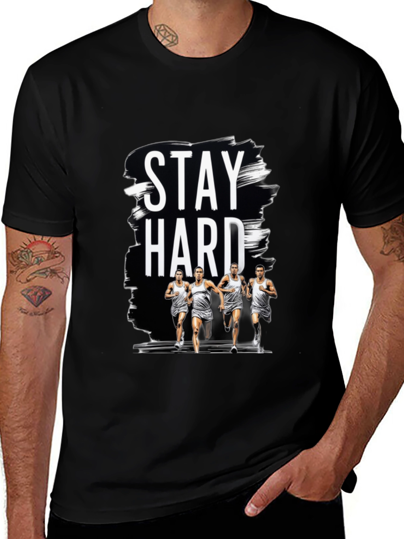 Variant 30 of Stay Hard Graphic Print Black Tee