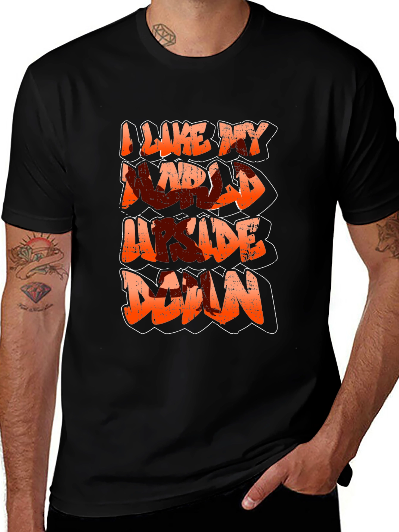 Variant 7 of I Like My World Upside Down Graphic T-Shirt