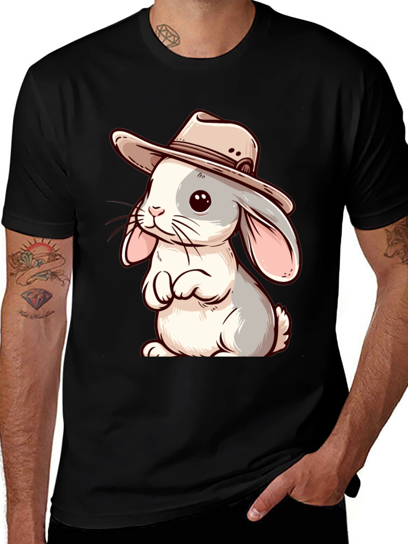 Variant 15 of Bunny Cowboy T-Shirt - Cartoon Rabbit Tee
