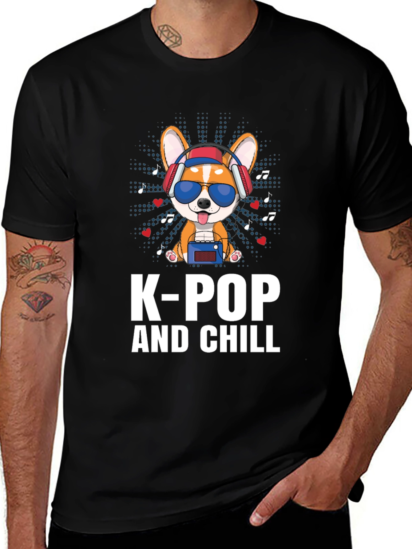 K-Pop and Chill Dog Graphic Tee