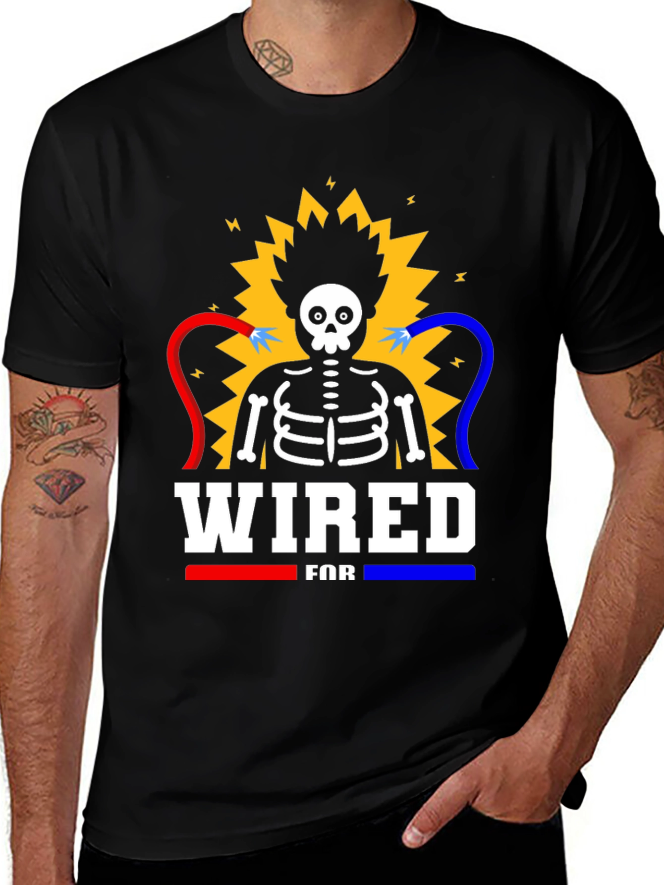 Variant 6 of Wired For Graphic T-Shirt, Skeleton Design