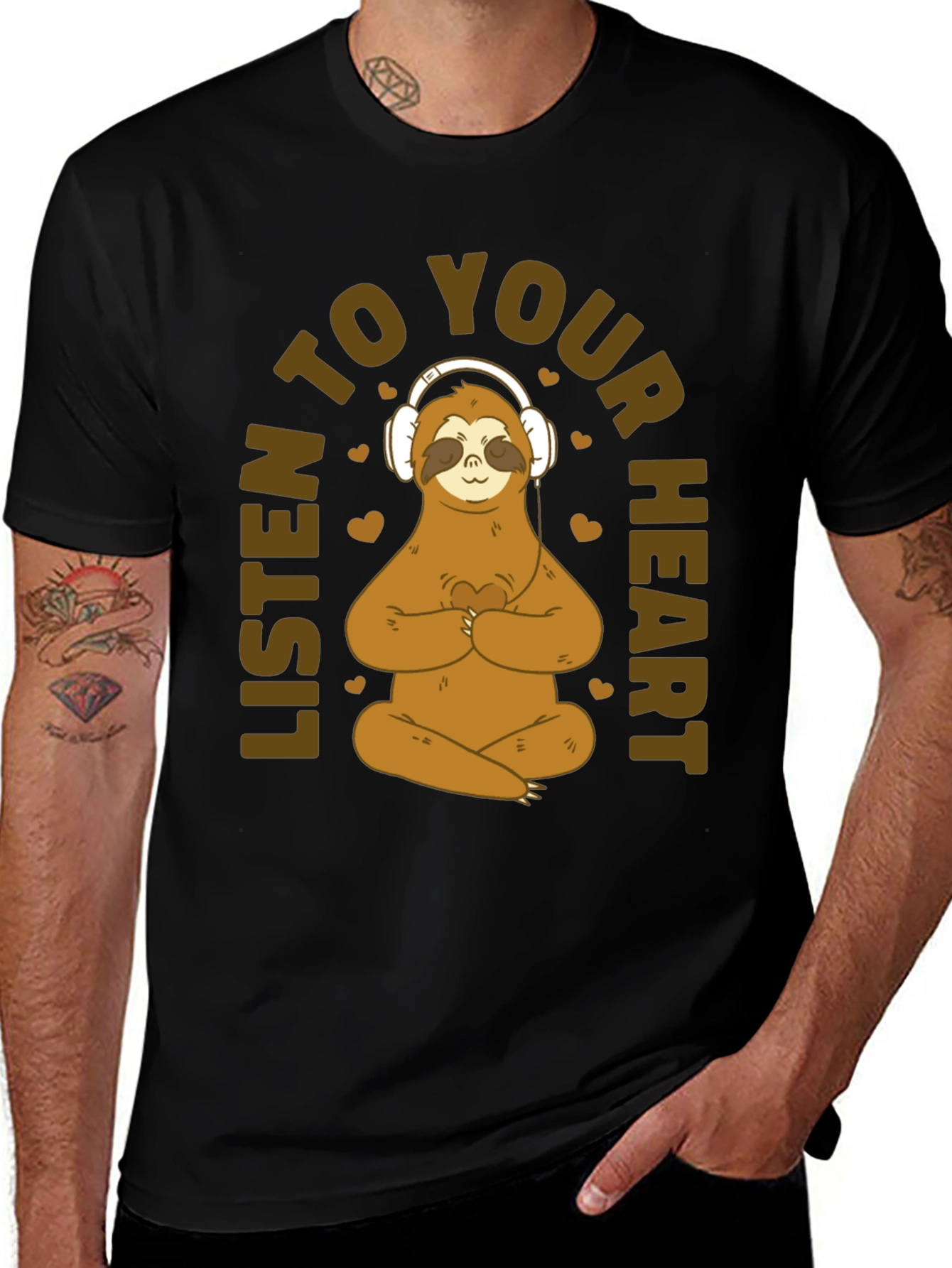 Variant 21 of Sloth Meditation T-Shirt - Listen to Your Heart
