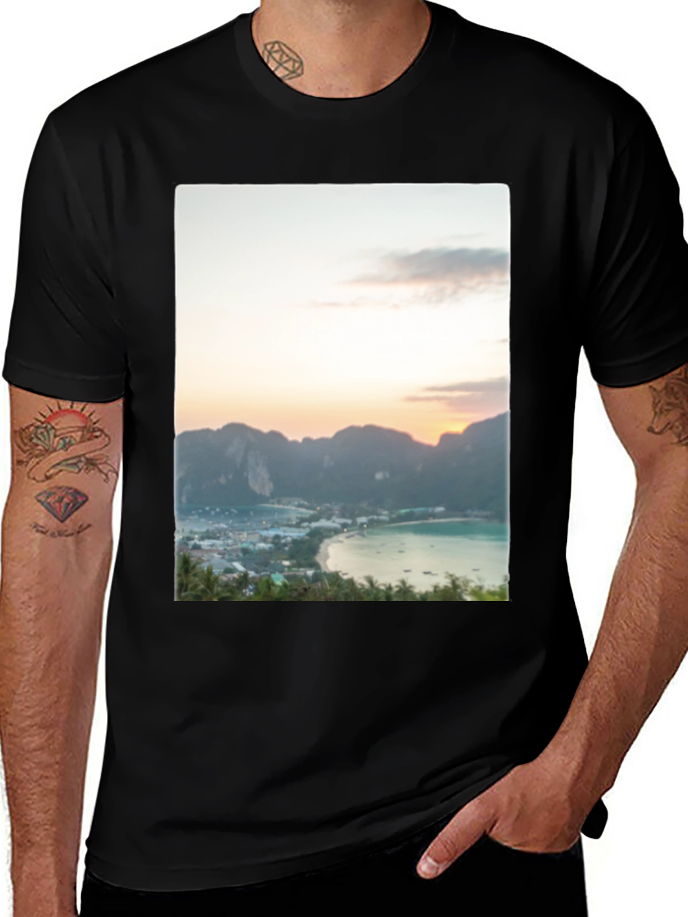 Variant 20 of Phi Phi Island View Black Graphic T-Shirt