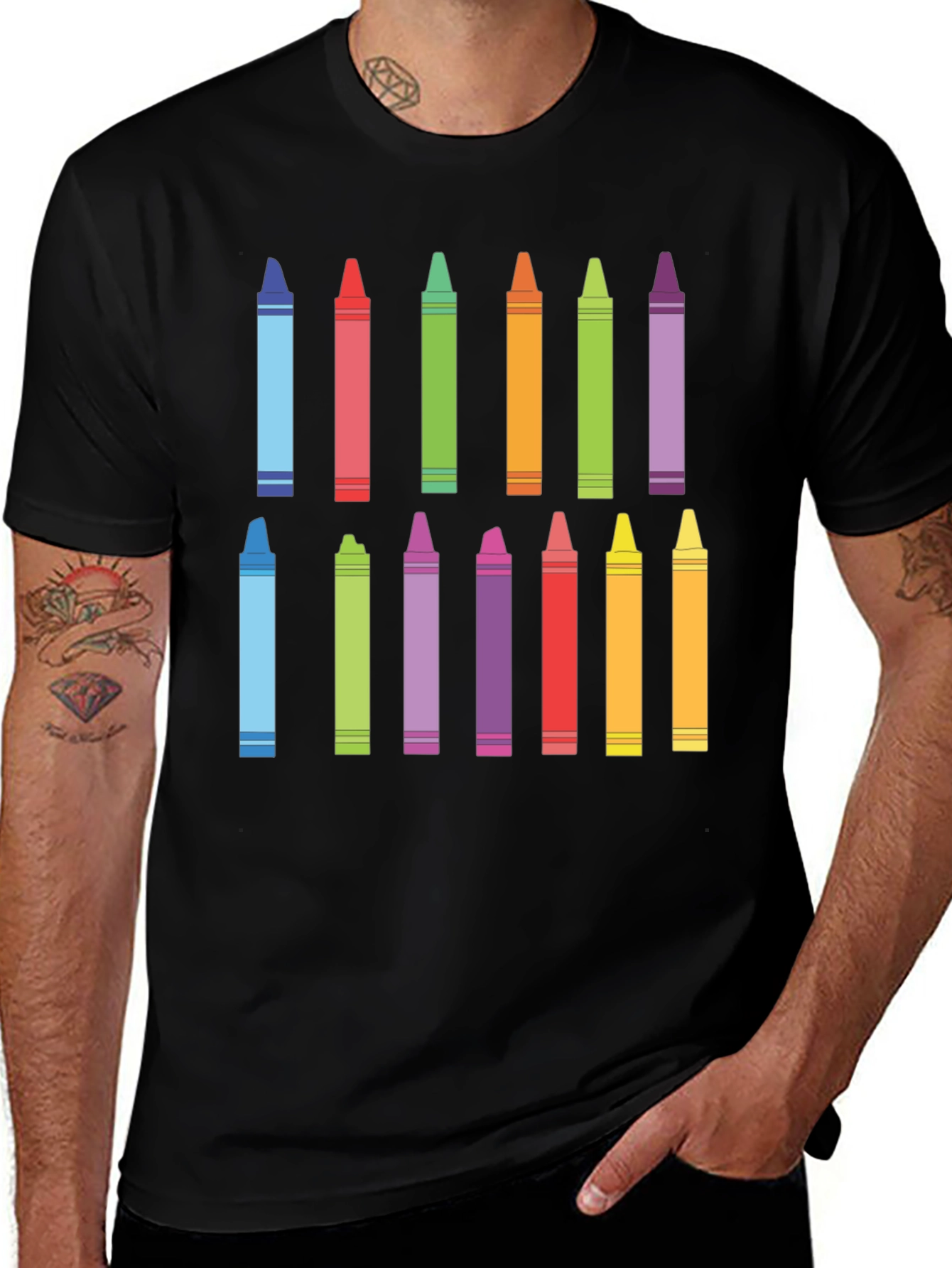 Variant 15 of Colorful Crayon Graphic T-Shirt - Back to School