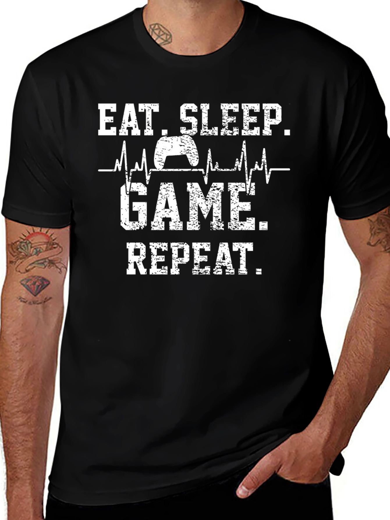 Variant 11 of Eat Sleep Game Repeat Gamer T-Shirt - Black