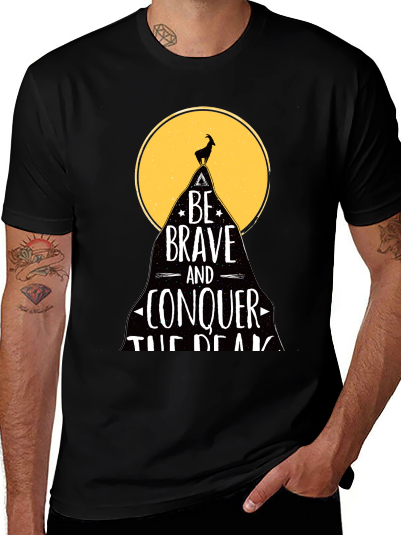 Variant 14 of Be Brave T-Shirt - Mountain Goat Conquer Design