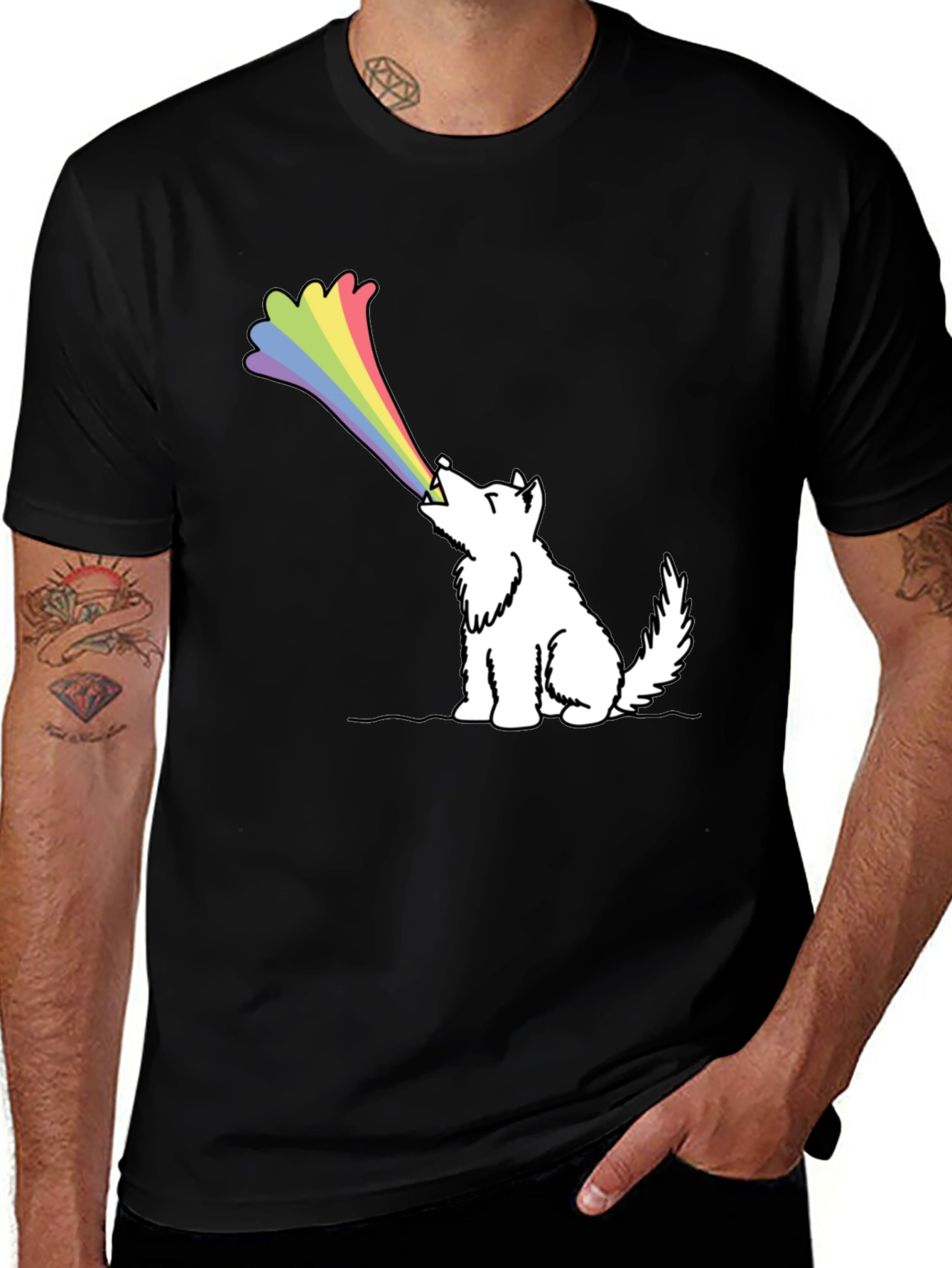 Variant 13 of Rainbow Wolf Black T-Shirt