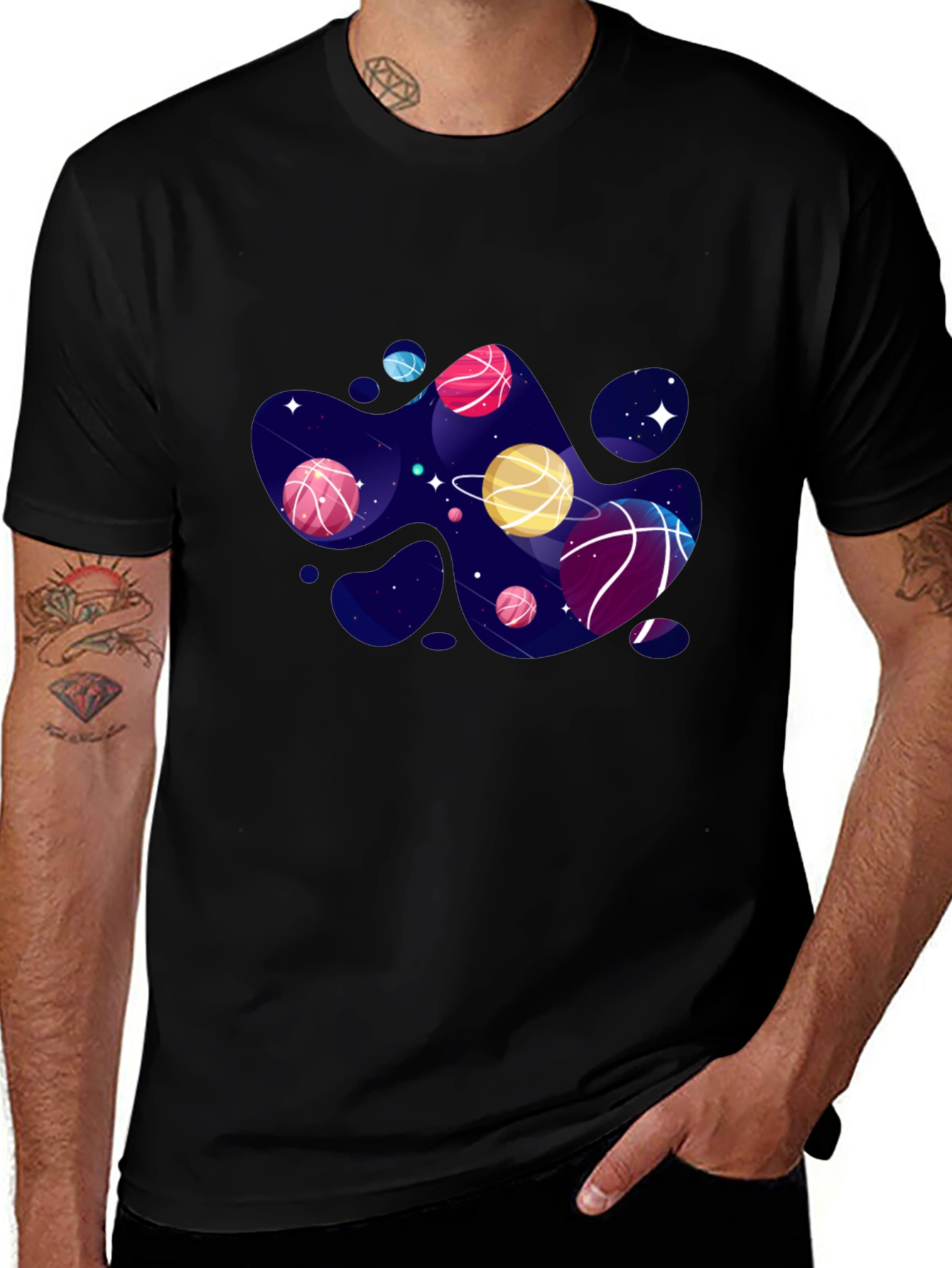 Variant 8 of Galaxy Basketball Graphic T-Shirt