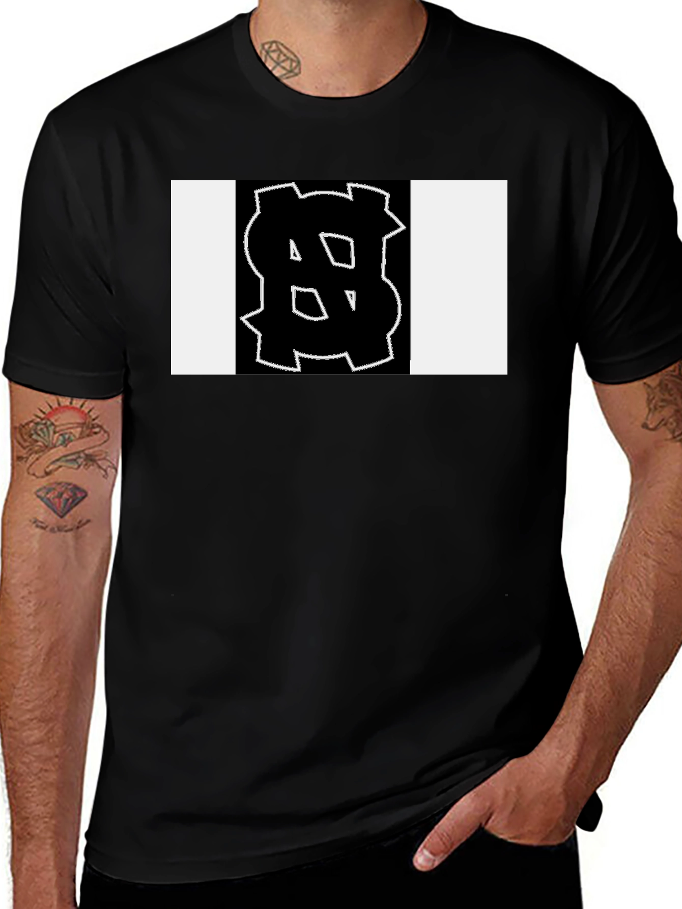 Variant 8 of Black Tee with Bold Geometric Graphic