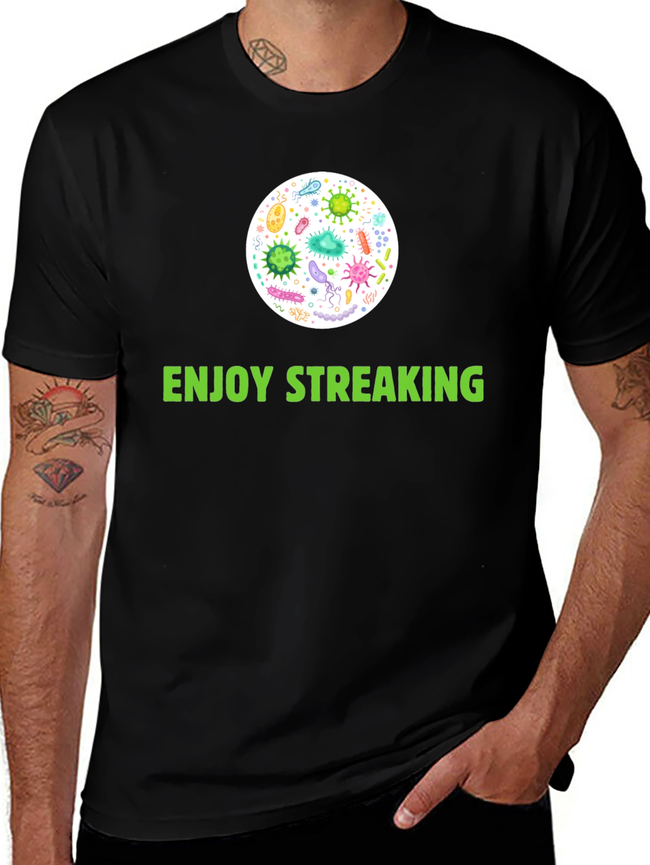 Enjoy Streaking T-Shirt - Novelty Germ Design!