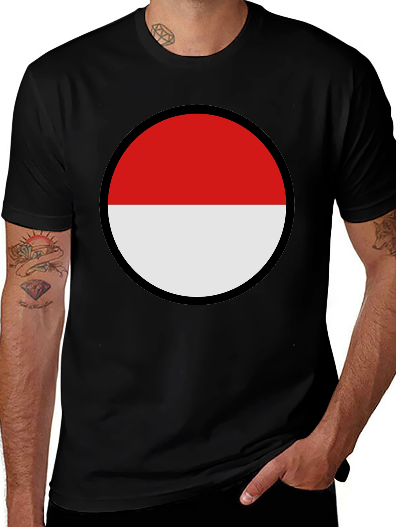 Indonesia Flag Graphic T-Shirt - Black Cotton Tee