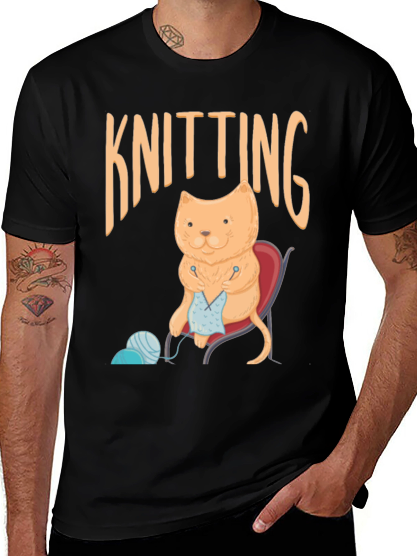 Variant 17 of Knitting Cat T-Shirt - Cute and Comfy!