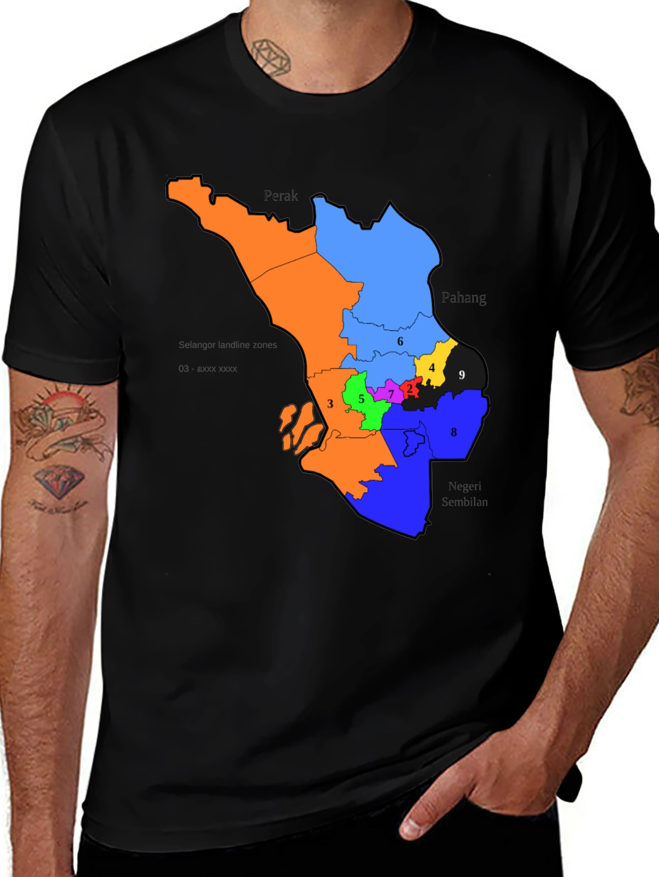 Malaysia Map Graphic Tee - Black Casual T-Shirt