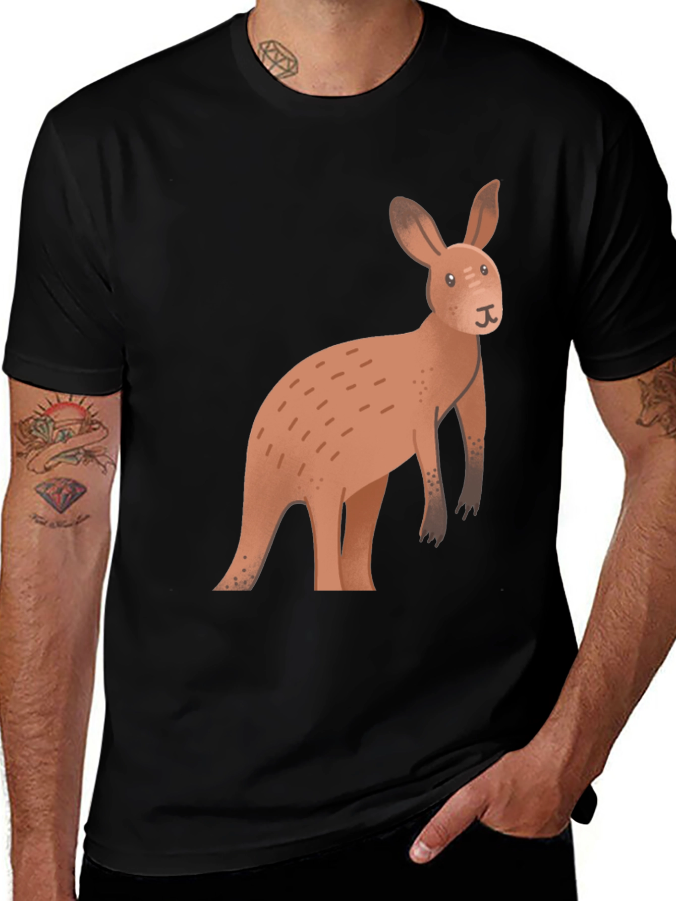 Variant 17 of Kangaroo Graphic Tee - Stylish & Unique Black T-Shirt