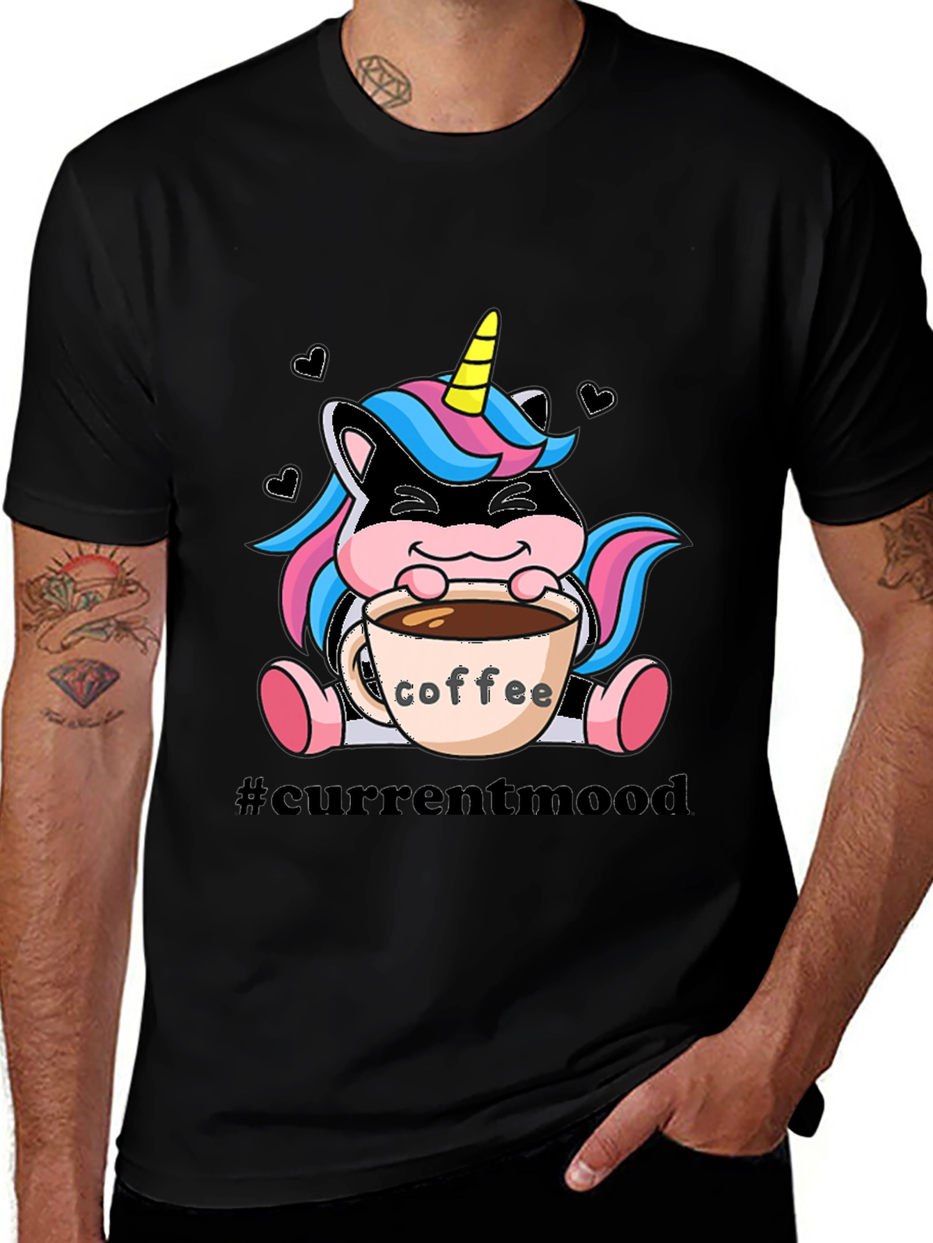 Variant 4 of Unicorn Coffee #currentmood Black T-Shirt