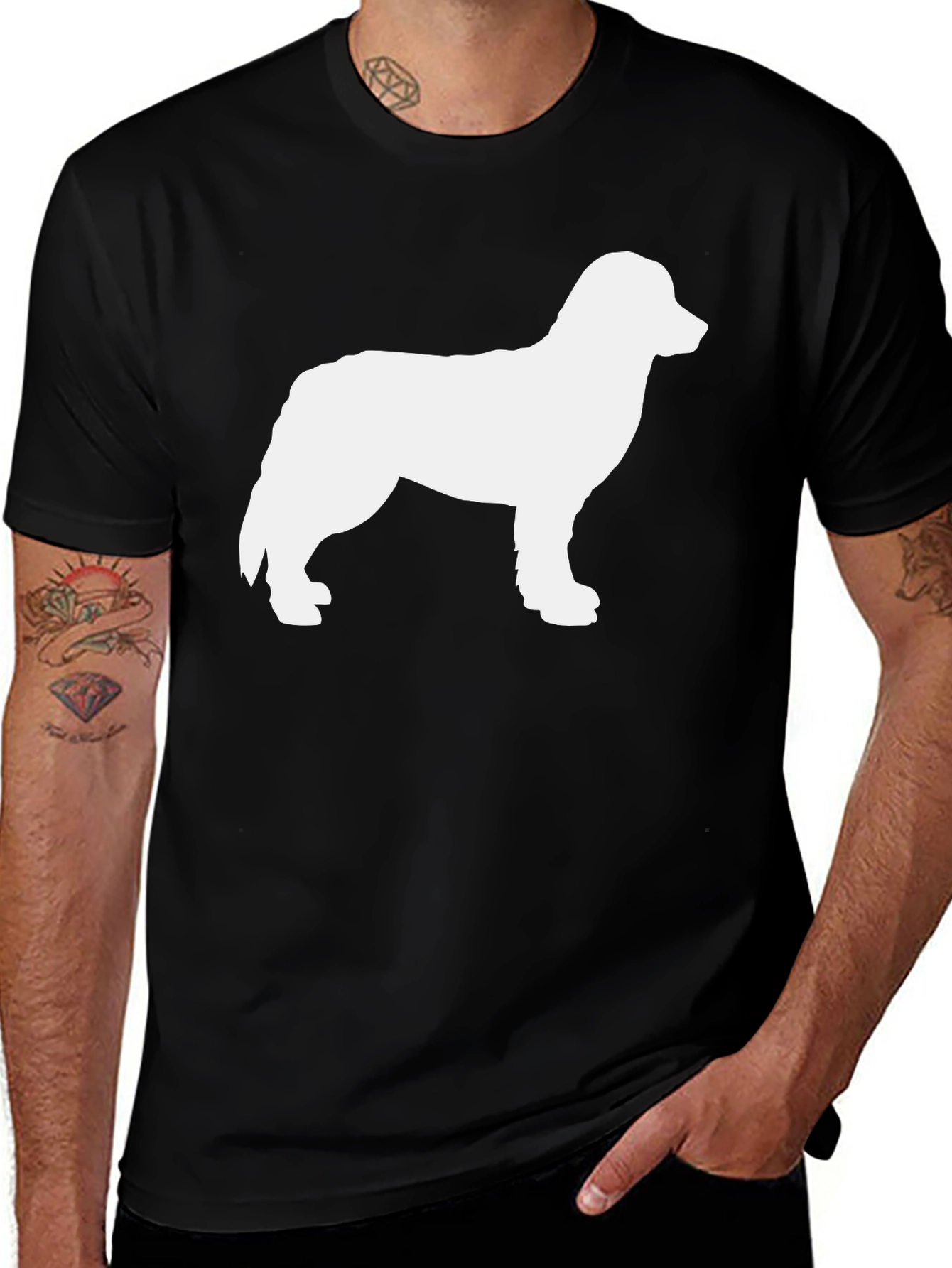 Variant 27 of Dog Silhouette T-Shirt - Black Cotton Tee