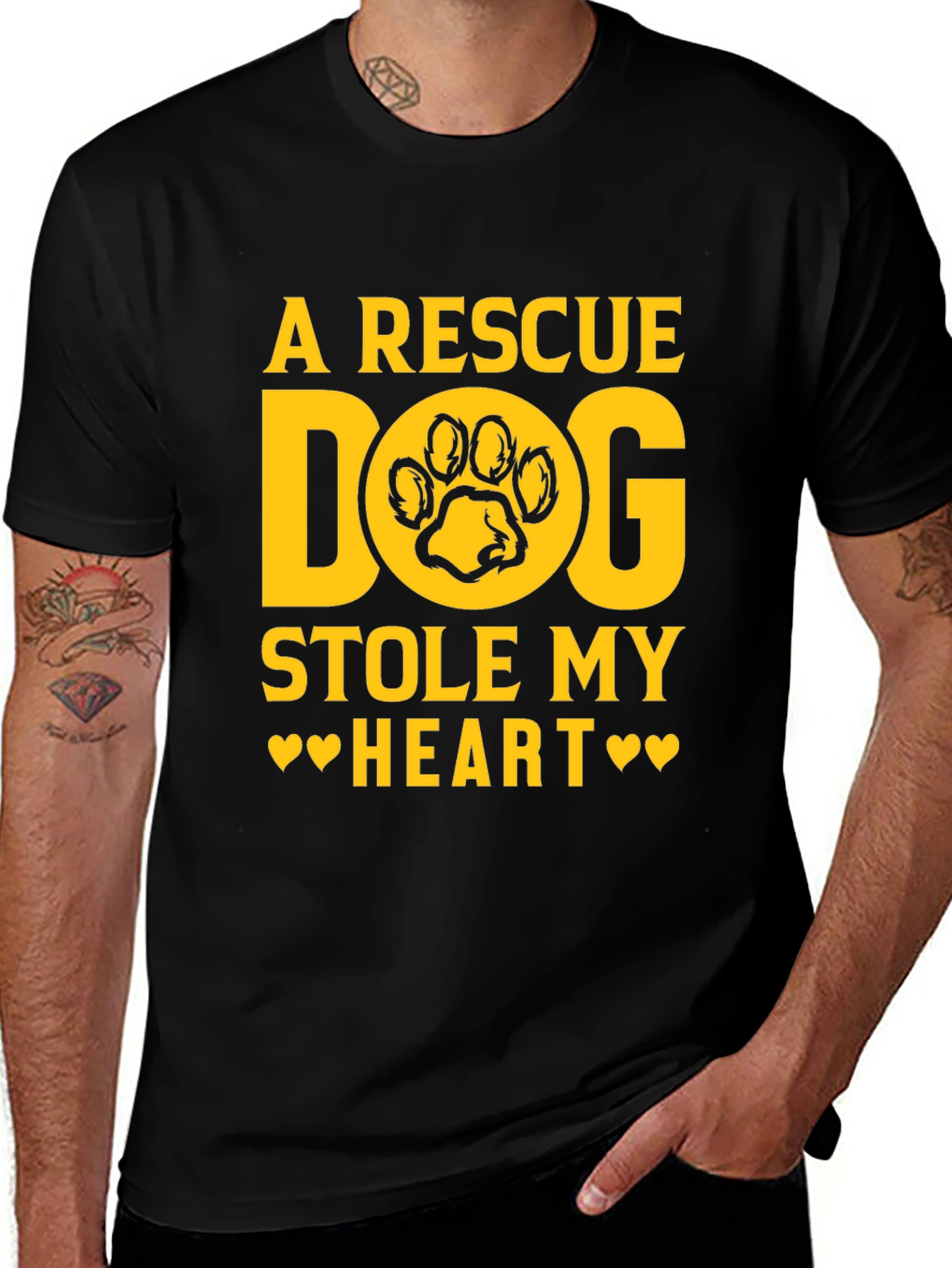 Rescue Dog Stole My Heart Black Graphic Tee