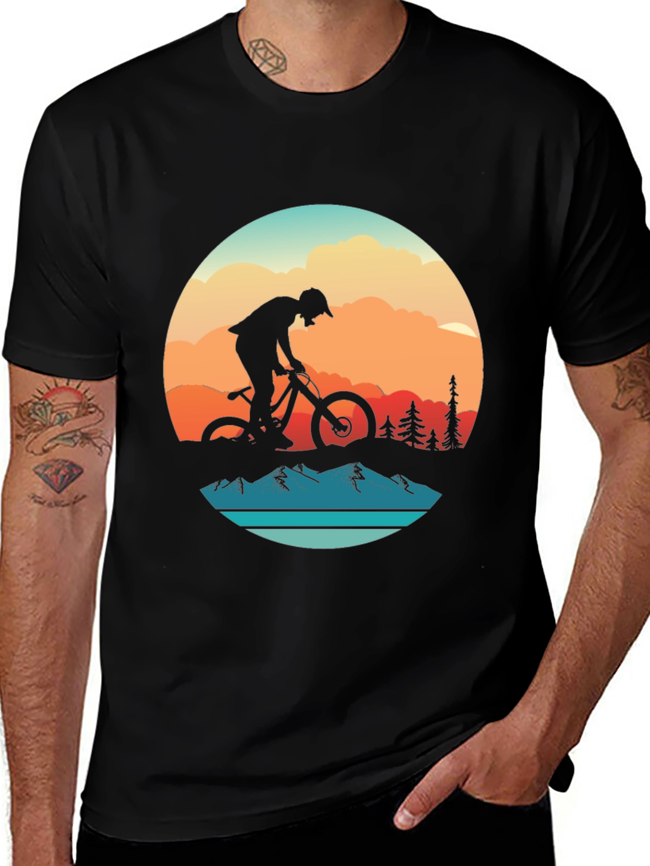Variant 11 of Mountain Biker Sunset Tee - Adventure Awaits
