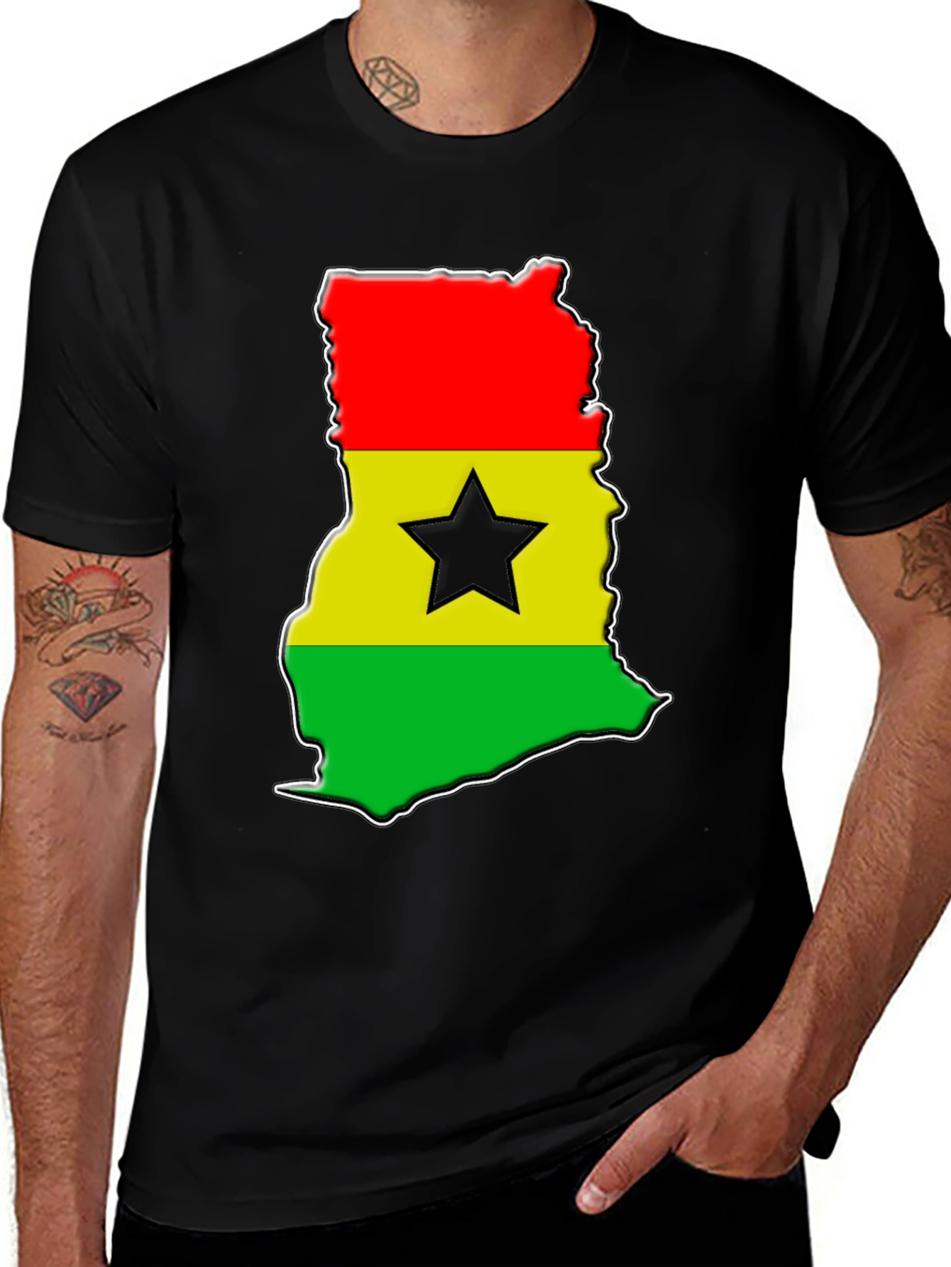 Ghana Flag Map T-Shirt - Graphic Tee