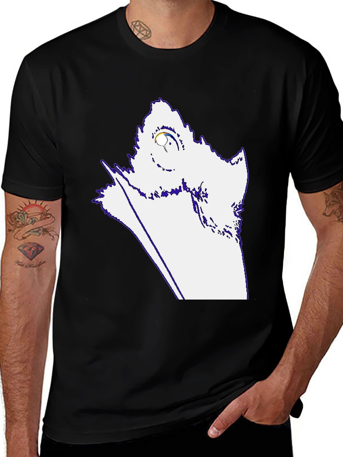 Variant 30 of Abstract Raven Graphic Black T-Shirt