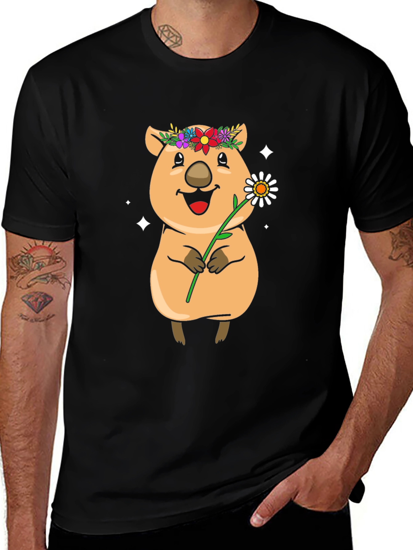 Variant 19 of Cute Quokka Flower T-Shirt