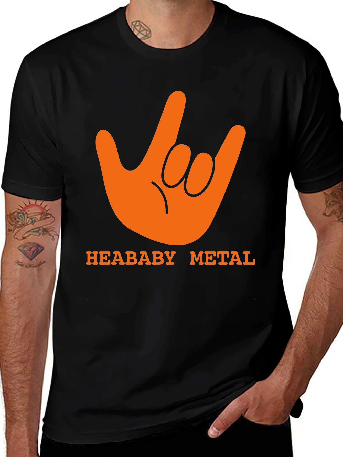 Variant 3 of Heababy Metal T-Shirt - Rock On Hand Graphic Tee