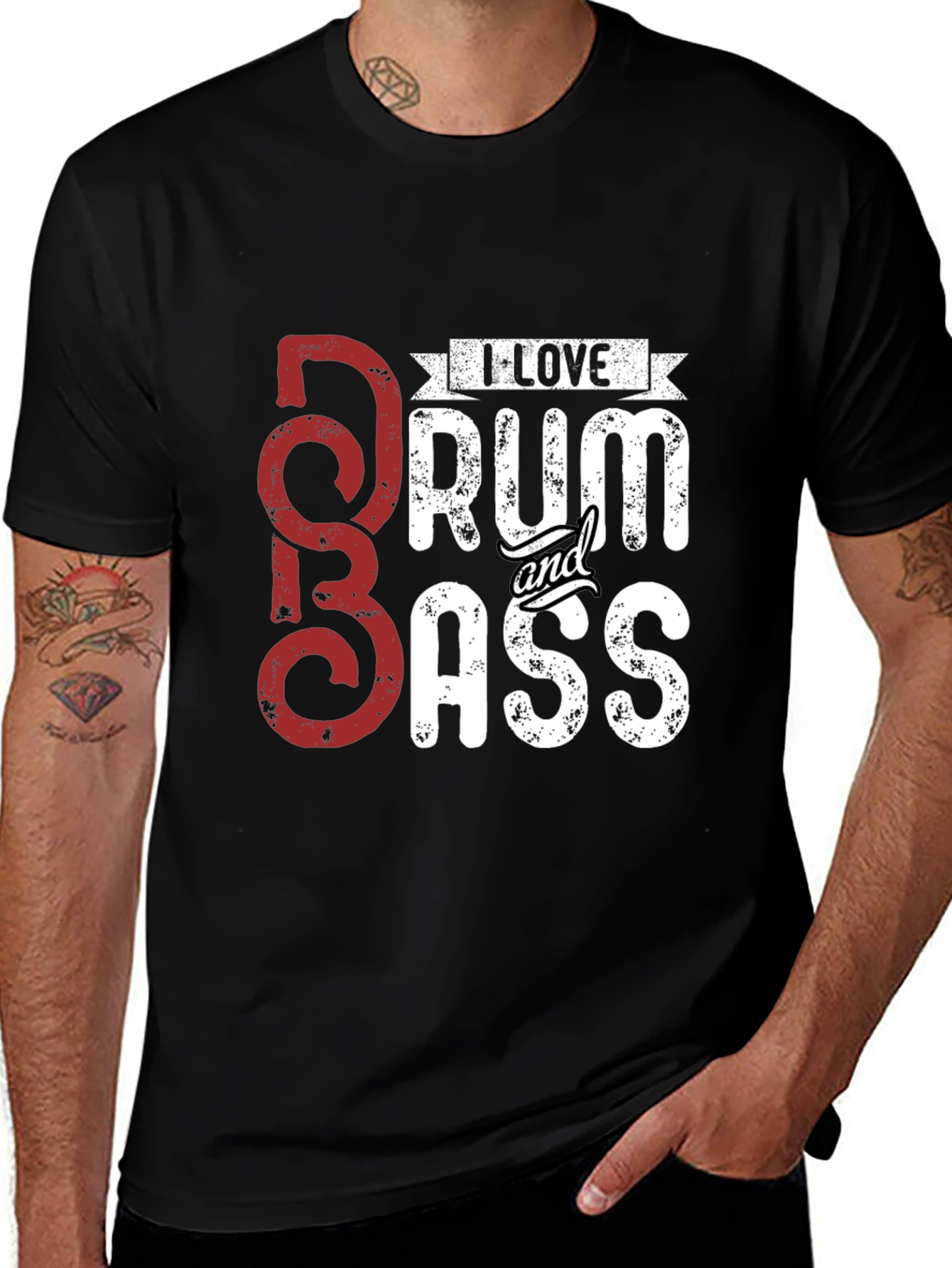 Variant 20 of I Love Drum and Bass Black T-Shirt