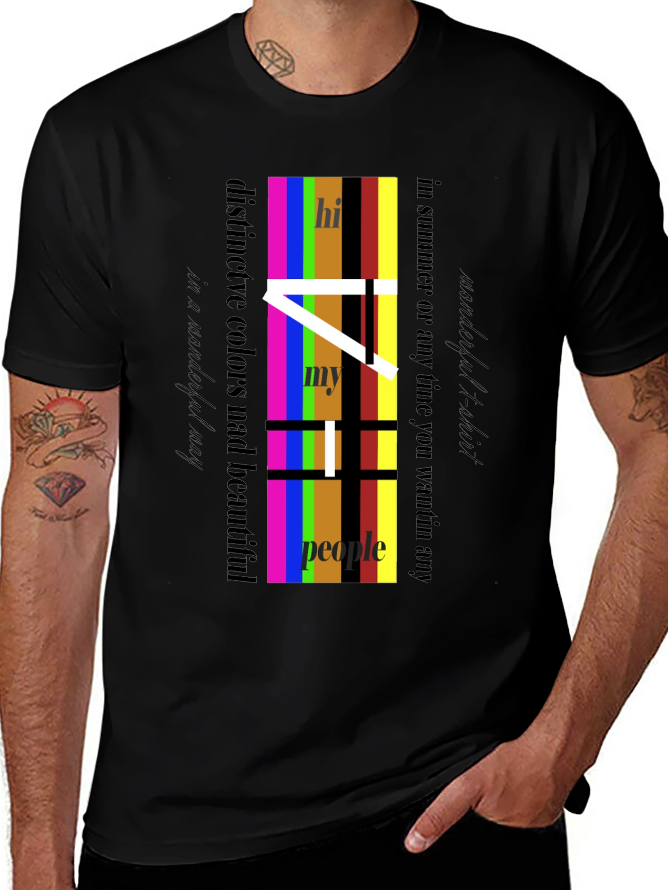 Variant 11 of Colorful Stripe Word Art T-Shirt