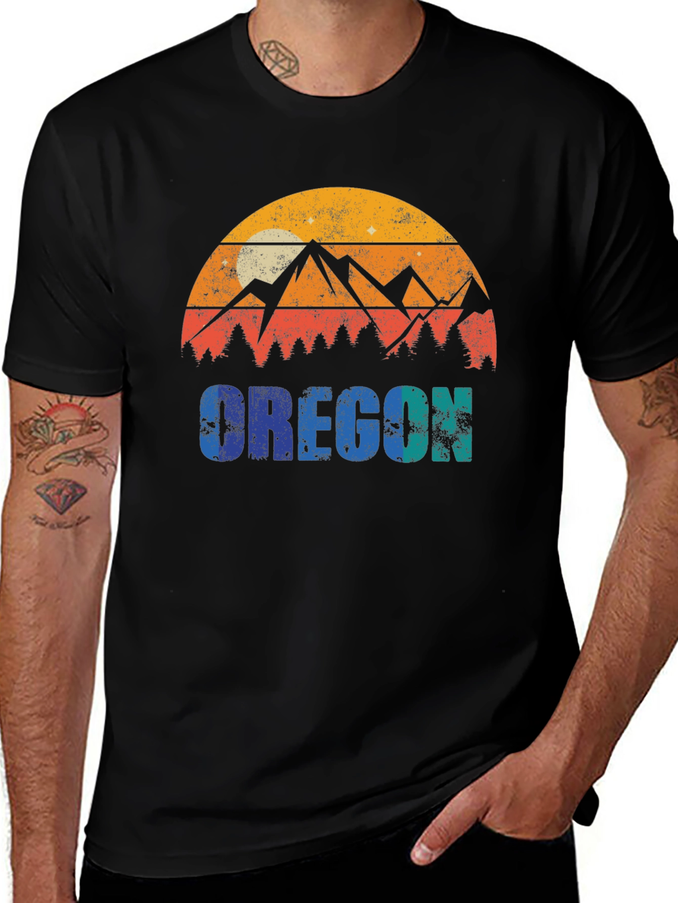 Variant 15 of Vintage Oregon Mountain Graphic Tee - Retro Style