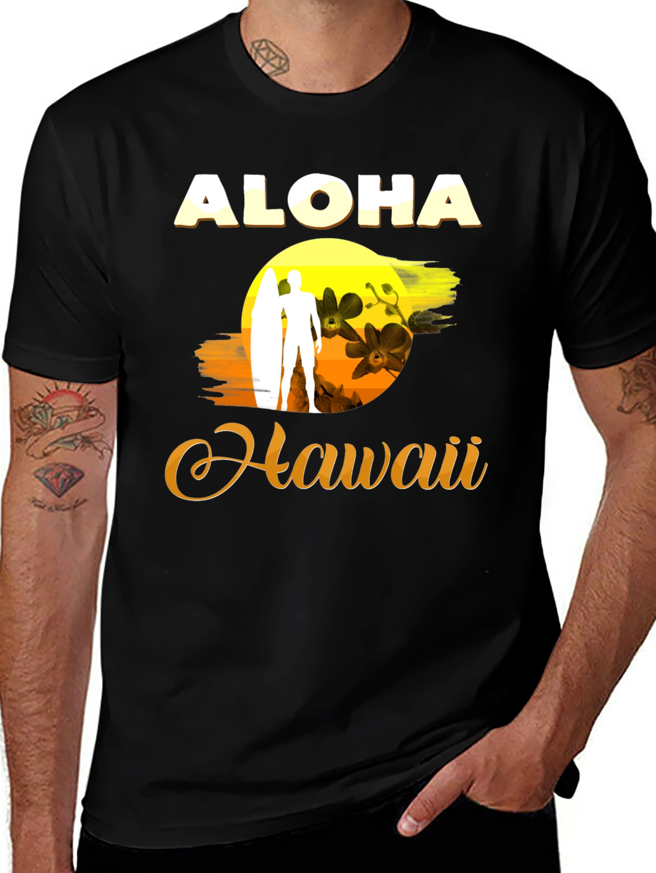 Aloha Hawaii Graphic Tee - Surfer Design
