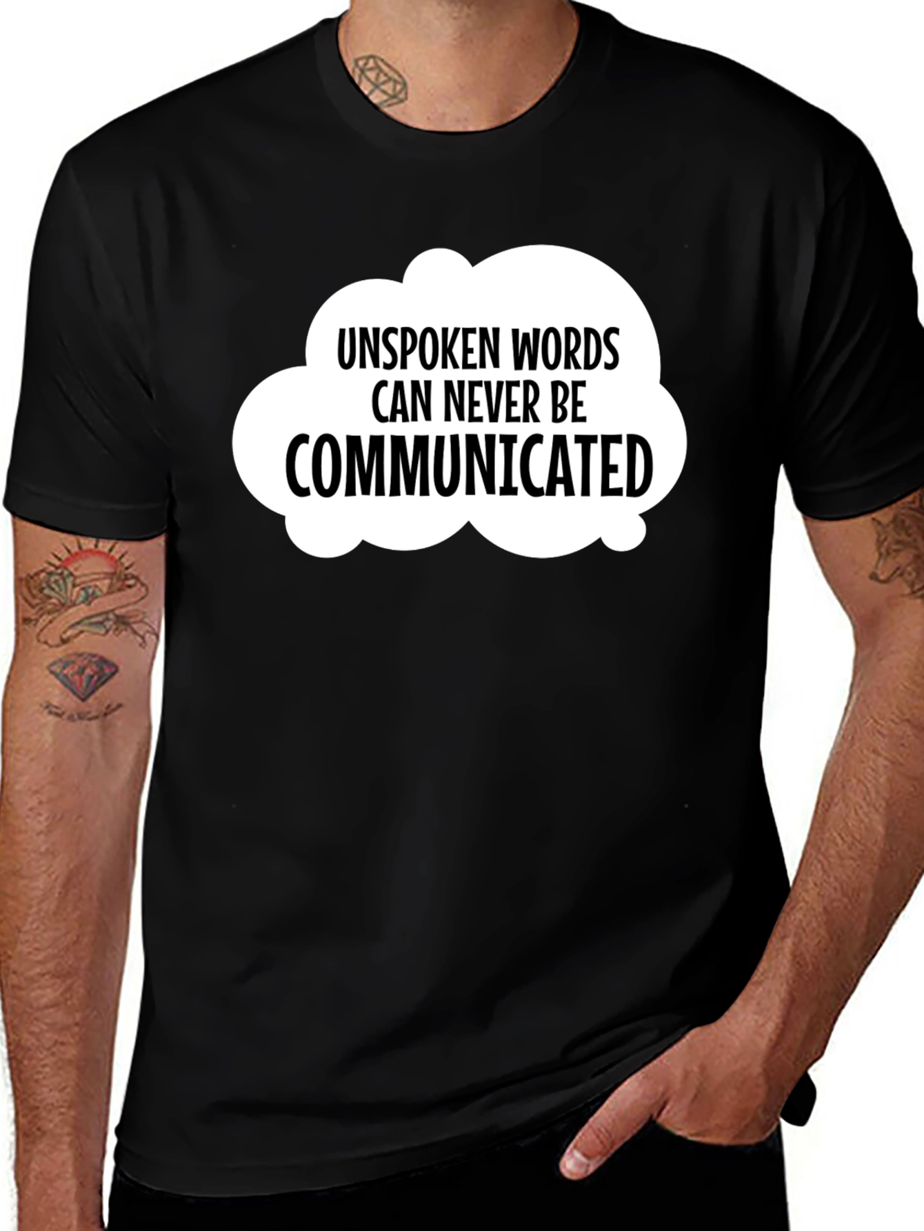 Variant 30 of Unspoken Words T-Shirt - Mens Black Cotton Tee