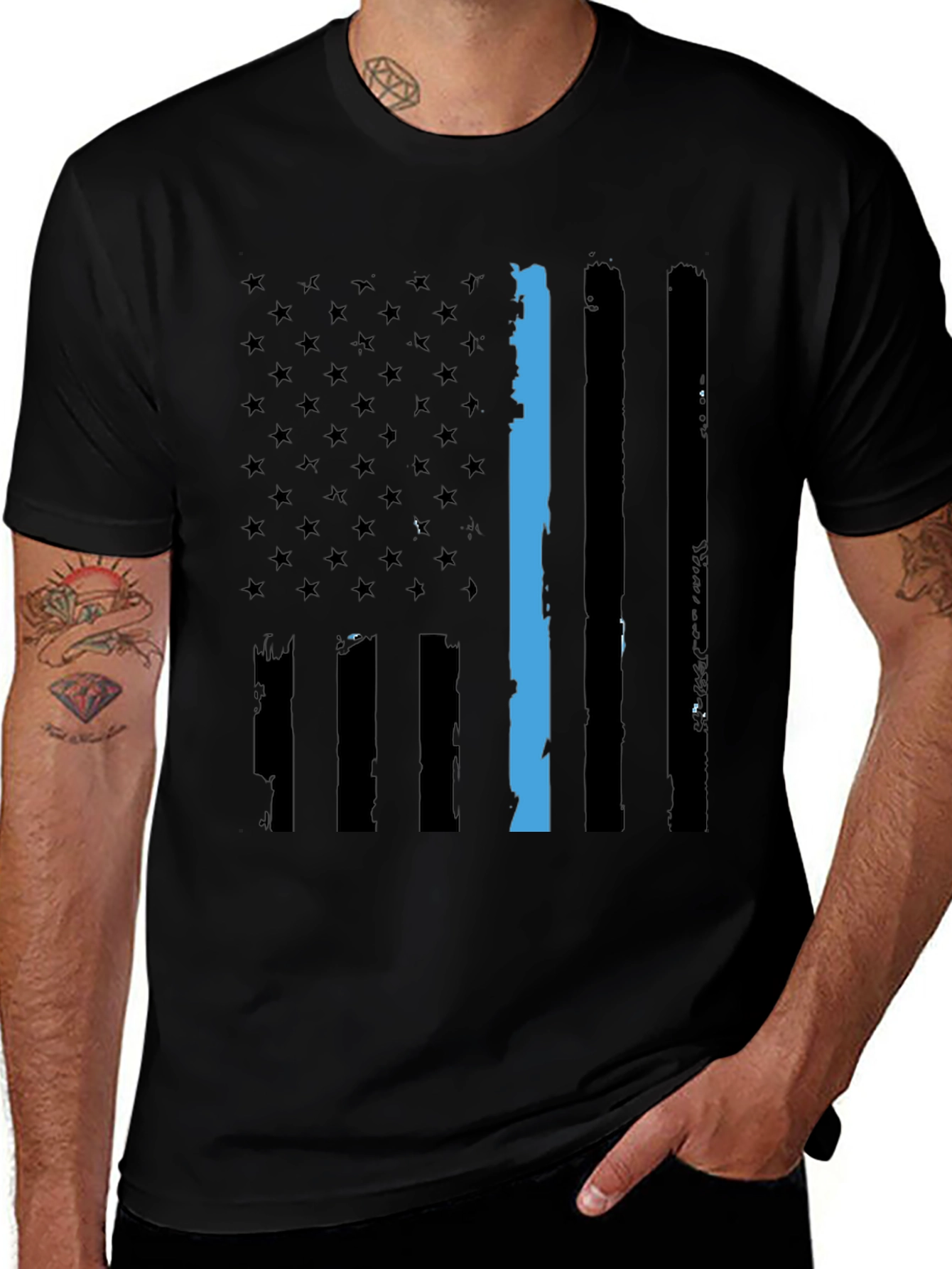 Thin Blue Line Flag T-Shirt - Support Law Enforcement