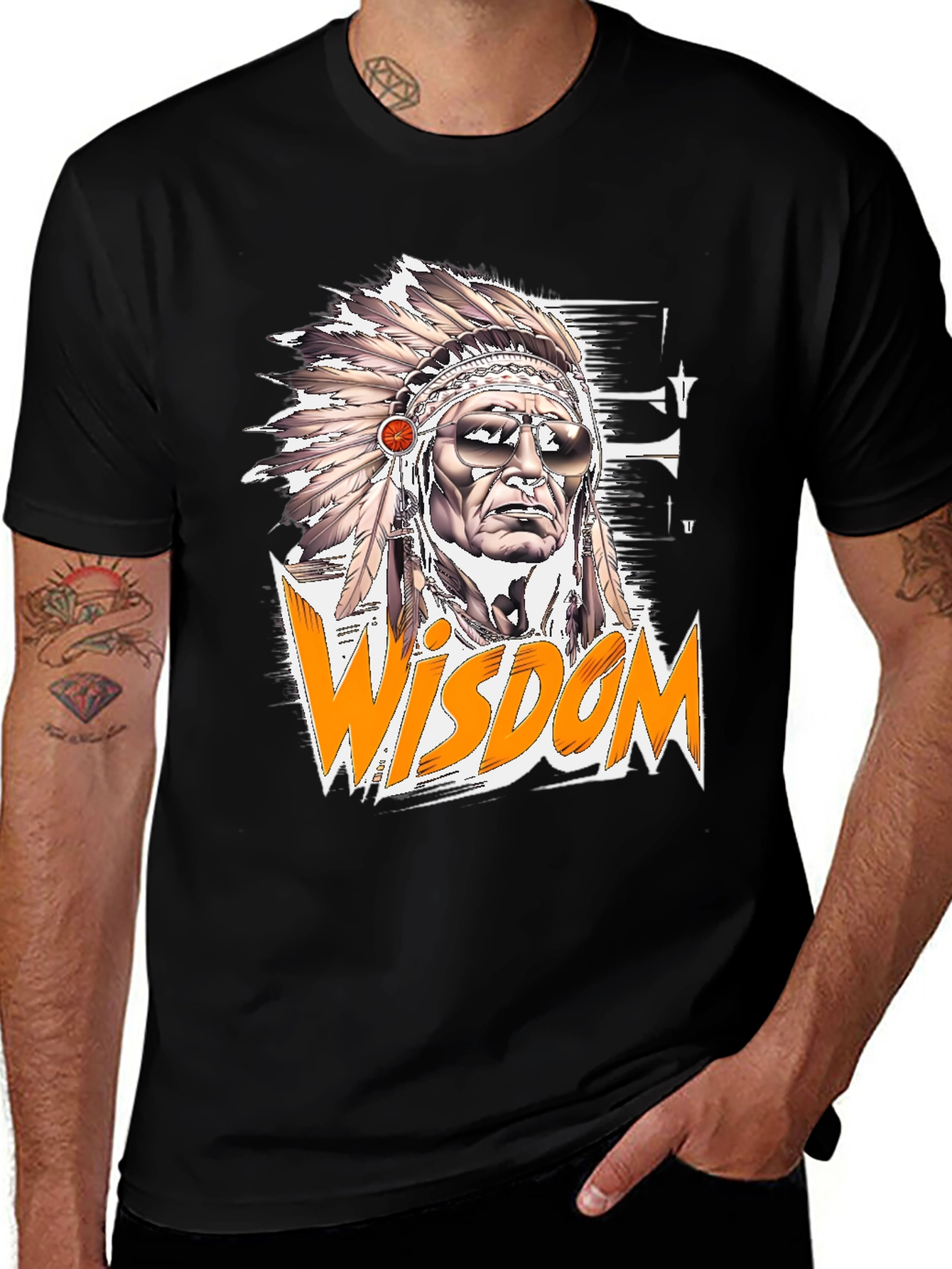 Variant 12 of Wisdom Graphic Tee - Native American Headdress Design