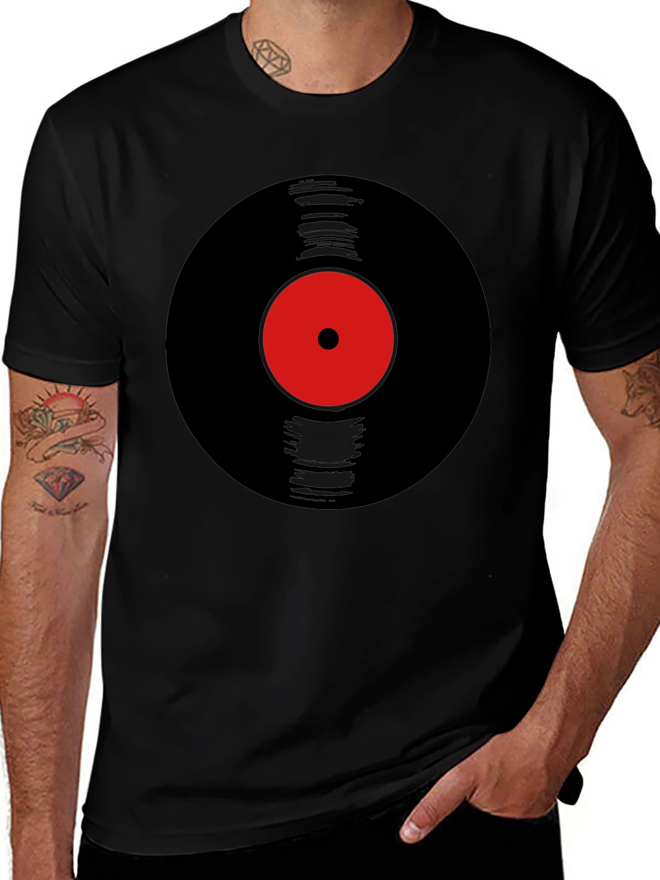 Variant 14 of Retro Vinyl Record Graphic Tee - Black