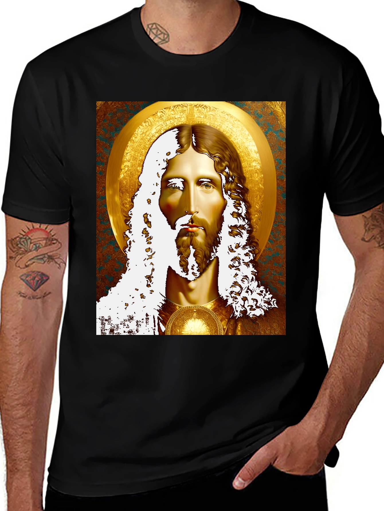Variant 28 of Jesus Portrait Graphic Tee - Religious Inspired Art